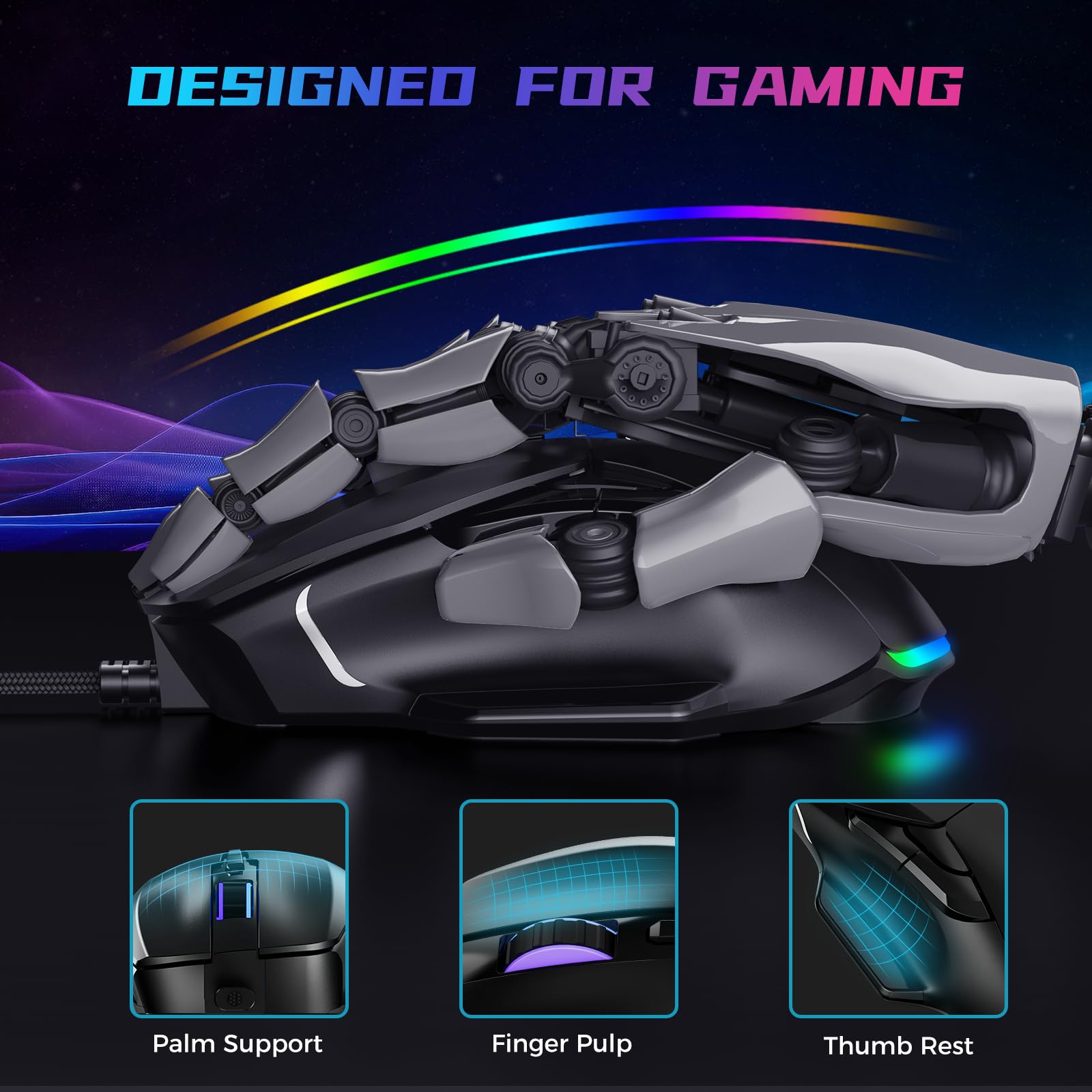 Foto 7 pulgar | Ratón Para Juegos Aula F815 12800 Dpi Rgb Con Cable Y 13 Modos De Retroiluminación - Venta Internacional.