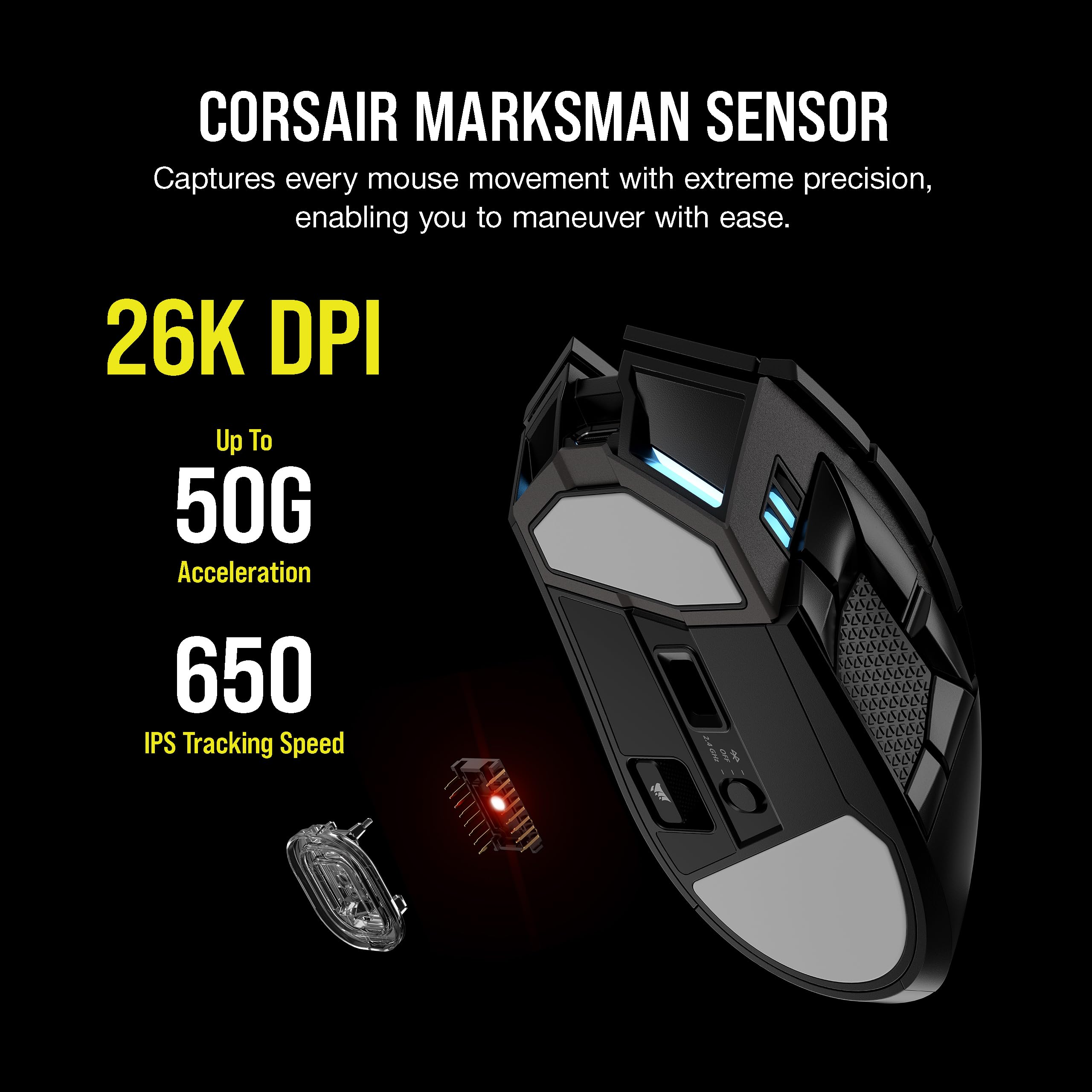 Foto 7 pulgar | Ratón Inalámbrico Para Juegos Corsair Darkstar Rgb 26,000 Dpi - Venta Internacional.