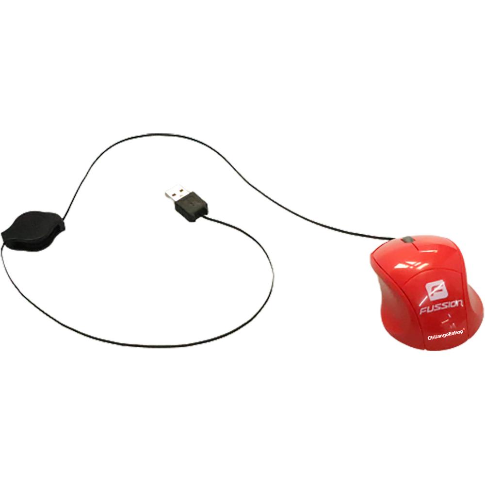Foto 3 pulgar | Mouse Optico Usb Alambrico Cable Retractil 70cm Rojo