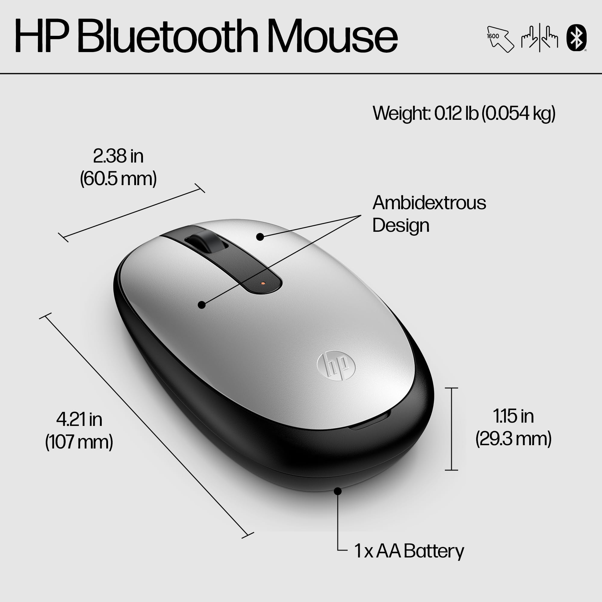 Foto 4 | Ratón Bluetooth Hp 240 Silver 1600 Dpi Inalámbrico Con Batería De 2 Años - Venta Internacional.