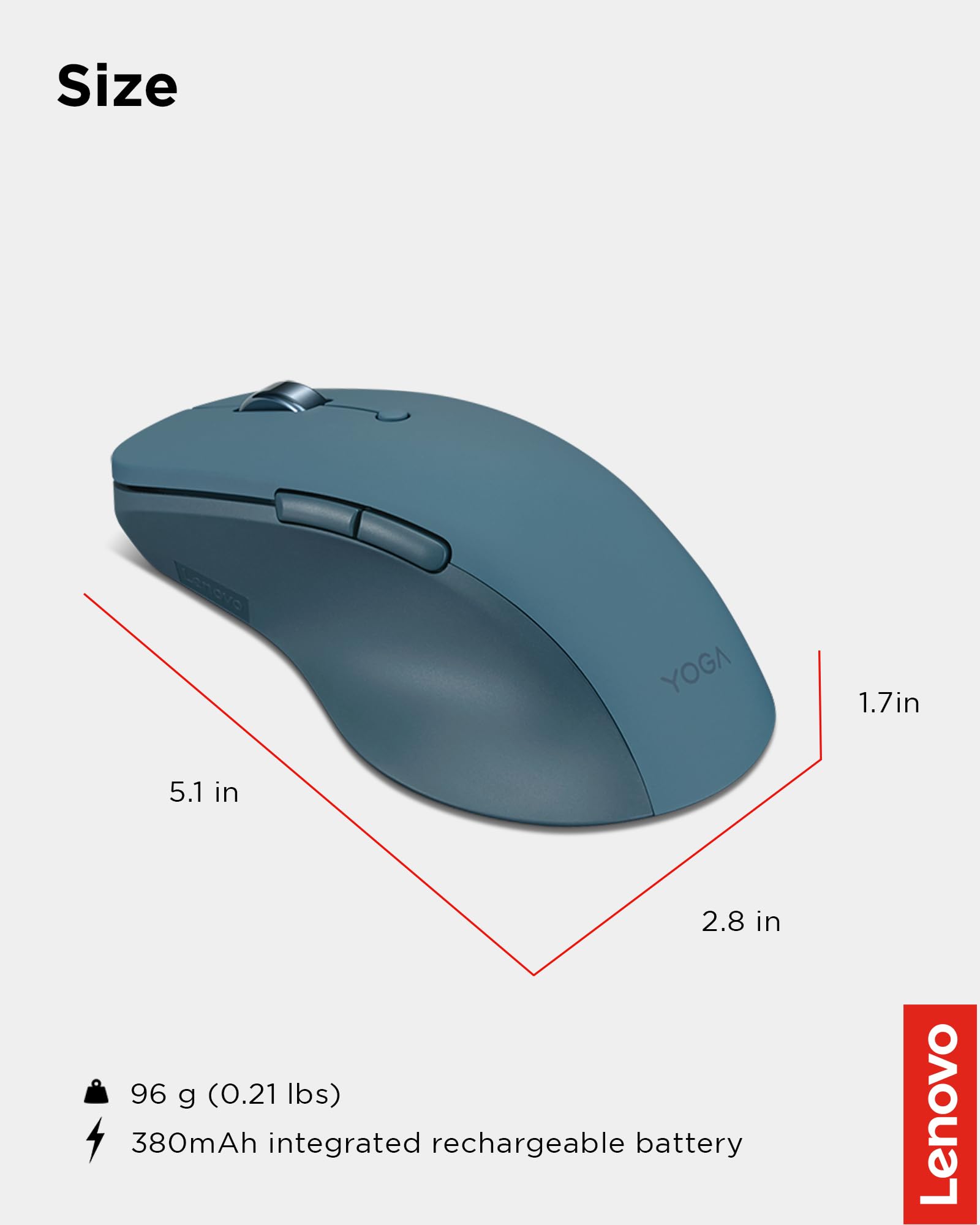 Foto 7 pulgar | Ratón Lenovo Yoga Pro Tidal Teal Bluetooth Recargable - Venta Internacional.
