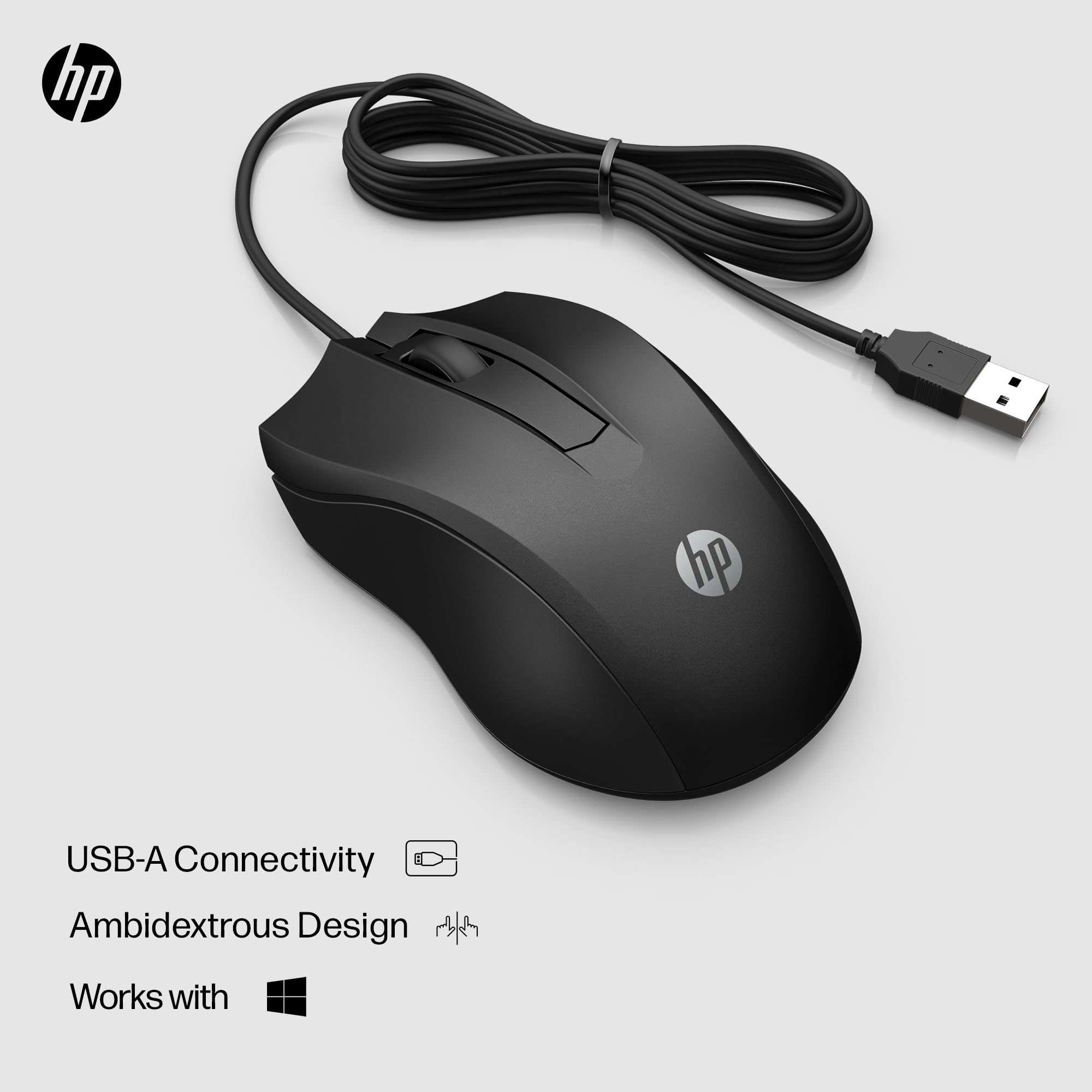 Foto 3 pulgar | Ratón Hp Wired 100 Precise Optical Sensor 1600 Dpi Usb - Venta Internacional.