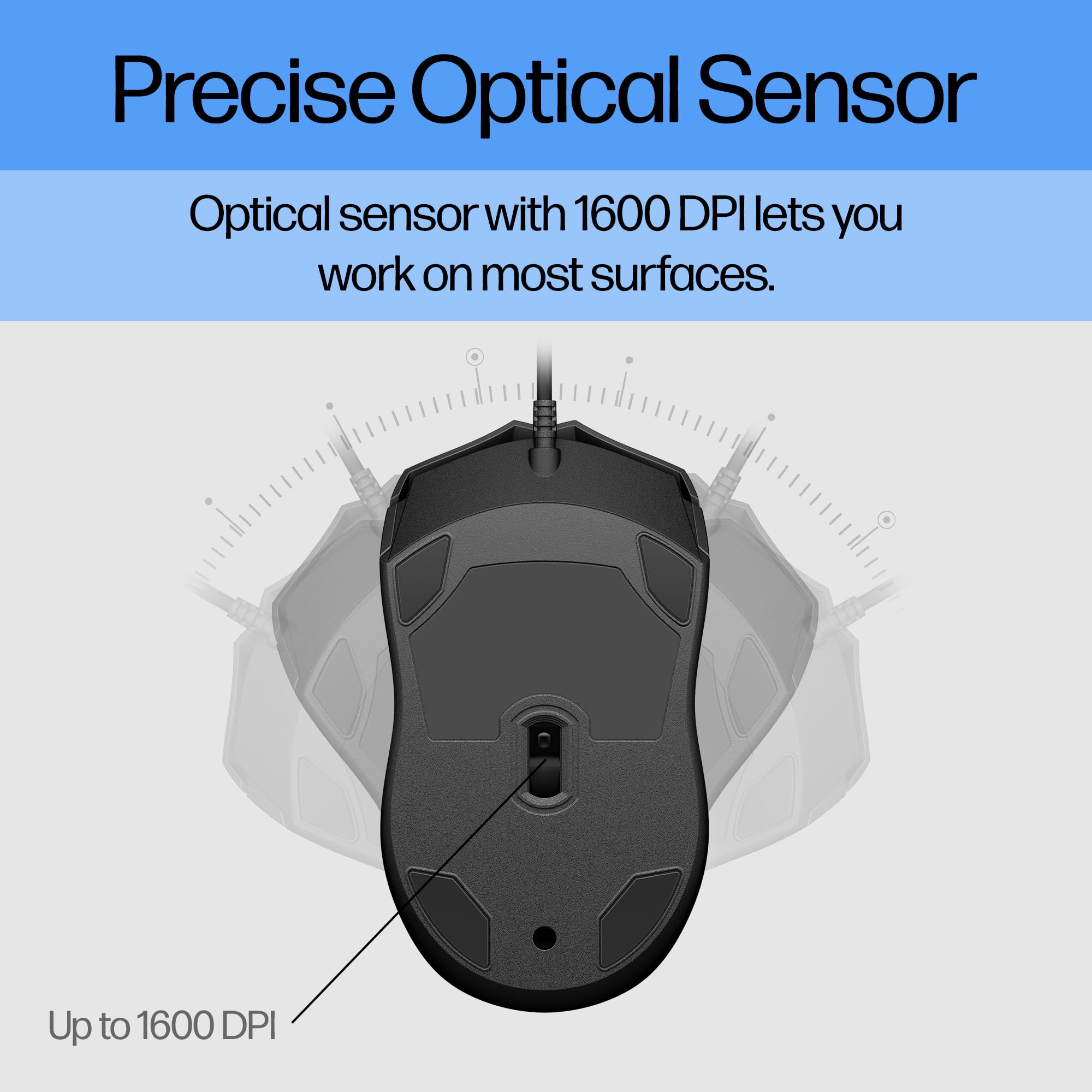 Foto 4 pulgar | Ratón Hp Wired 100 Precise Optical Sensor 1600 Dpi Usb - Venta Internacional.