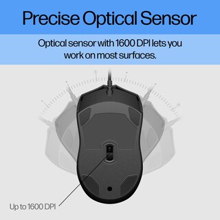 Foto 3 | Ratón Hp Wired 100 Precise Optical Sensor 1600 Dpi Usb - Venta Internacional.