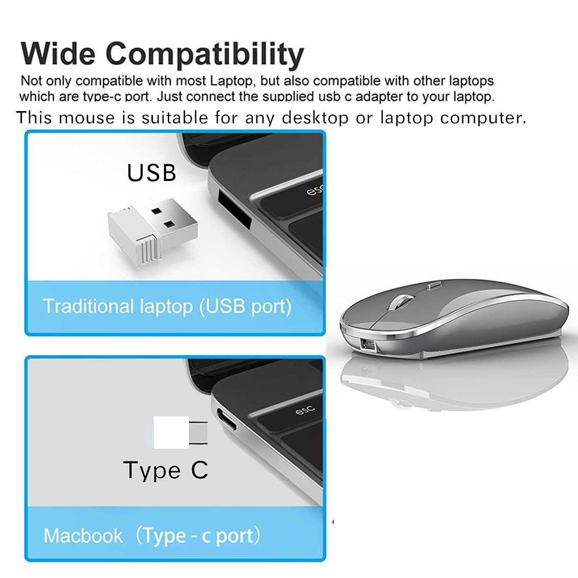 Foto 5 pulgar | Ratón Inalámbrico Jetta Recargable Para Macbook Con 1600 Dpi - Venta Internacional.