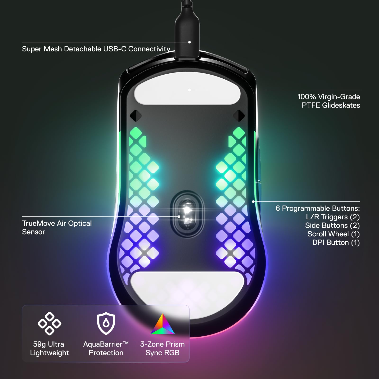 Foto 4 pulgar | Ratón Steelseries Aerox 3 Holey Rgb 8.500 Dpi Onyx - Venta Internacional