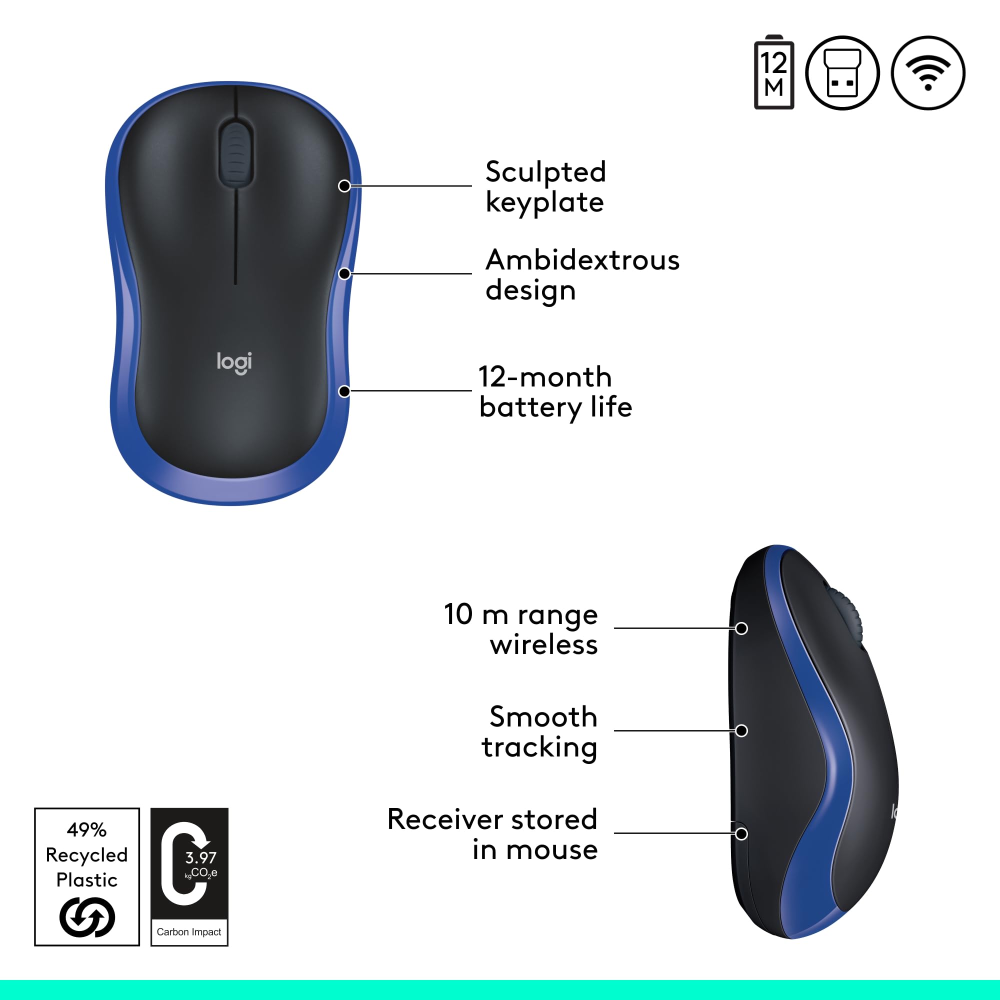 Foto 7 pulgar | Ratón Inalámbrico Logitech M185 2.4 Ghz 1000 Dpi Batería De 12 Meses Azul - Venta Internacional