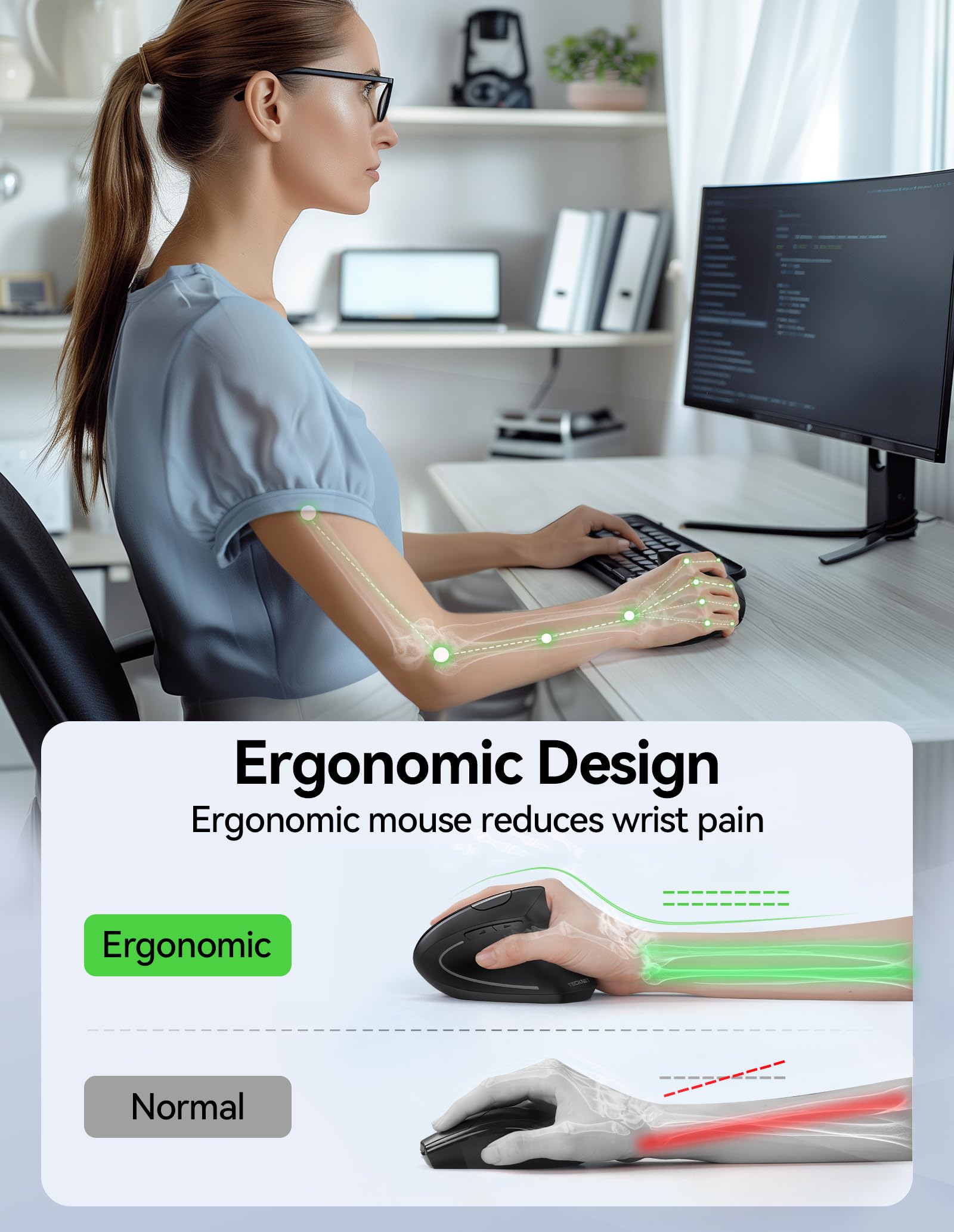 Foto 2 | Ratón Tecknet Ergonómico Recargable Vertical Inalámbrico - Venta Internacional.