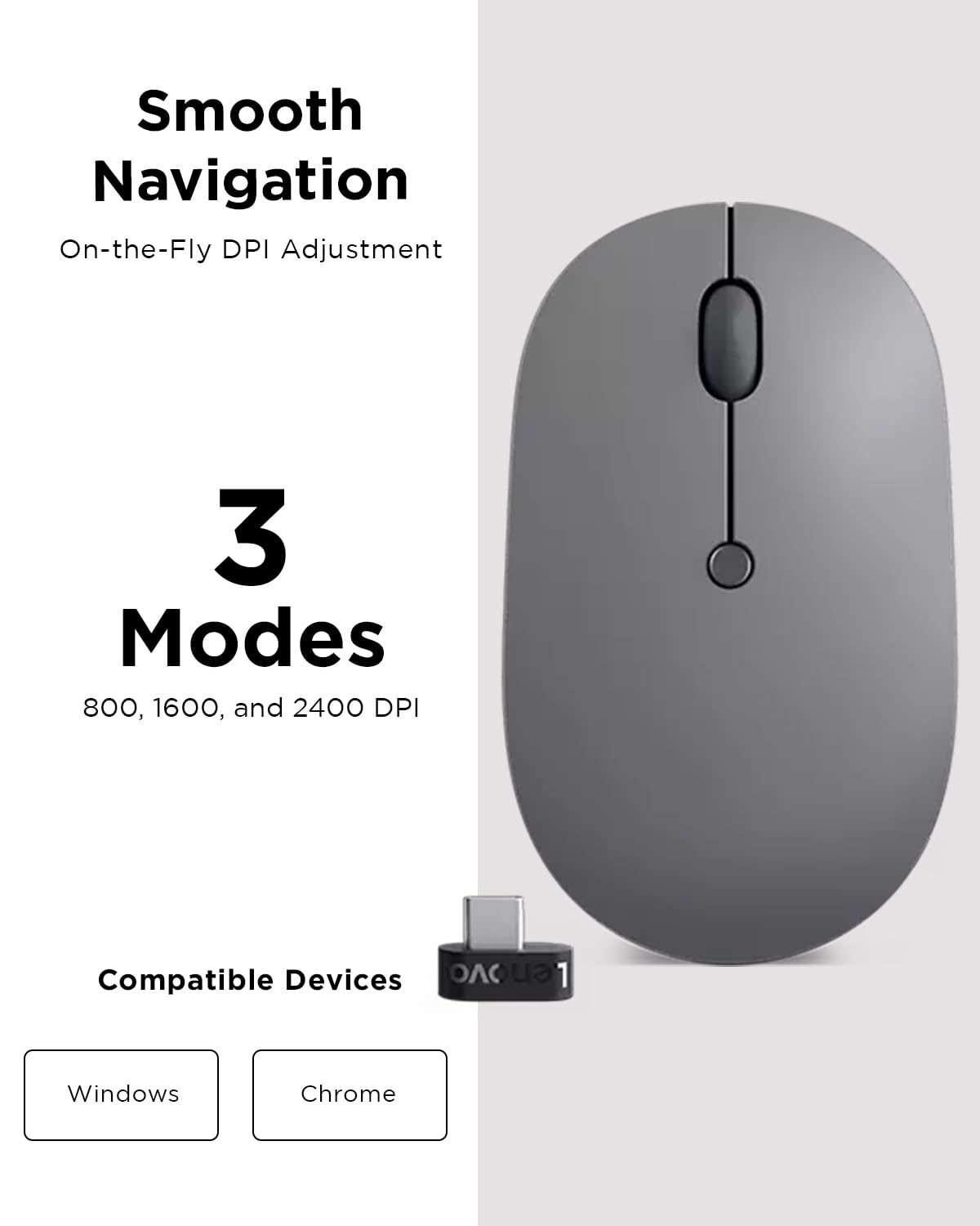 Foto 7 pulgar | Mouse Inalámbrico Lenovo Gris-Venta Internacional