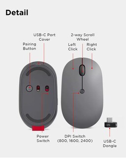 Foto 7 | Mouse Inalámbrico Lenovo Gris-Venta Internacional