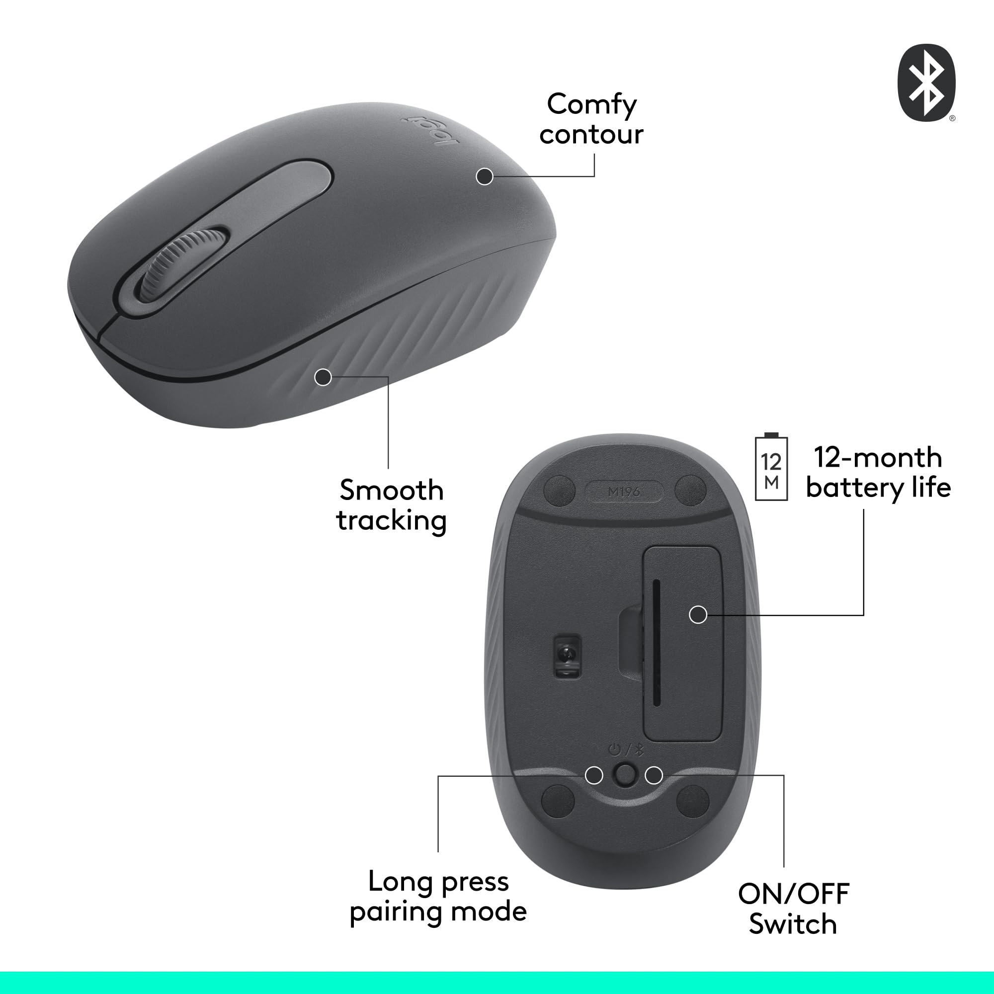 Foto 8 pulgar | Ratón Inalámbrico Bluetooth Logitech M196 Para Ordenadores Portátiles Graphite - Venta Internacional.