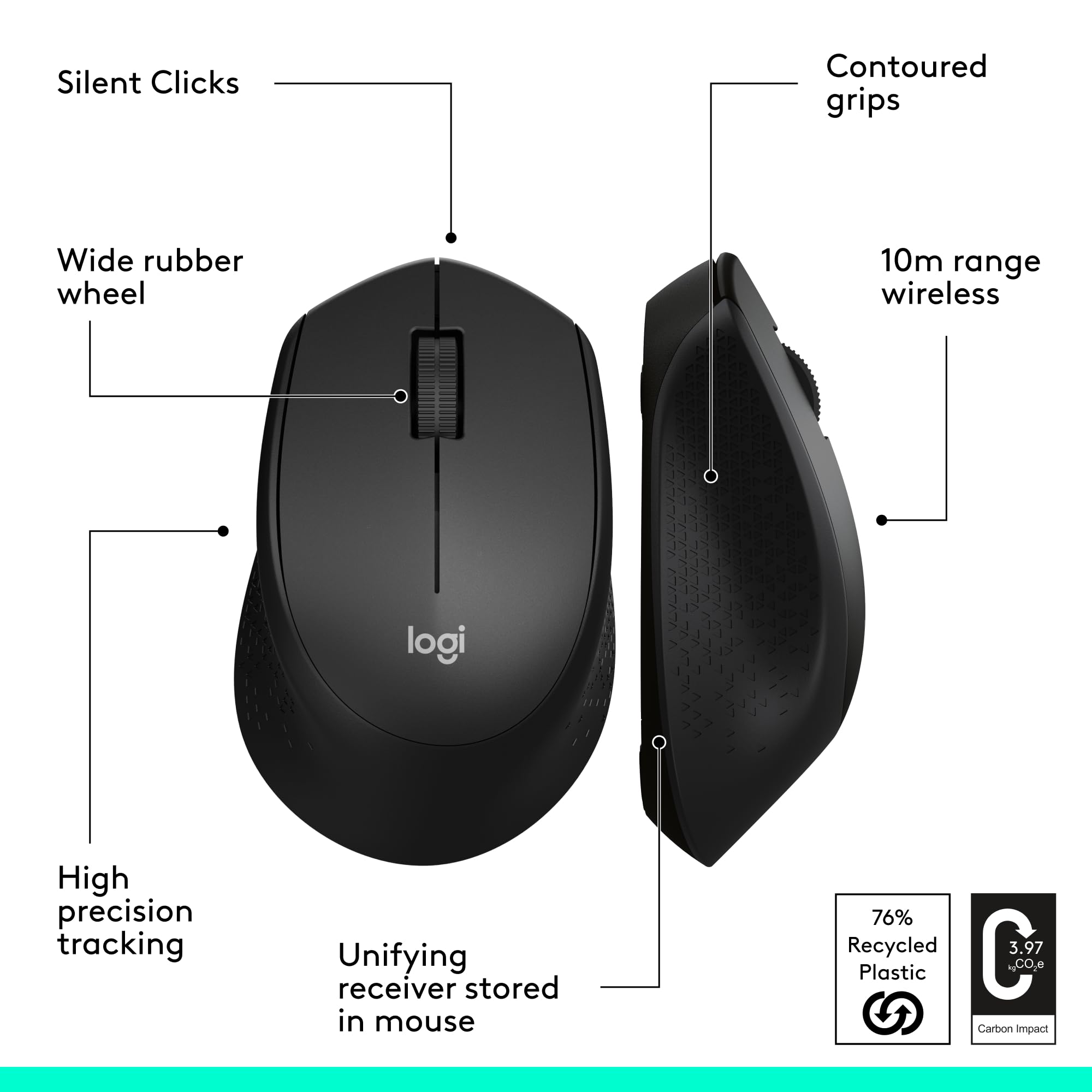 Foto 7 | Ratón Inalámbrico Logitech M330 Silent Con Receptor Usb De 2,4 Ghz, Negro - Venta Internacional.