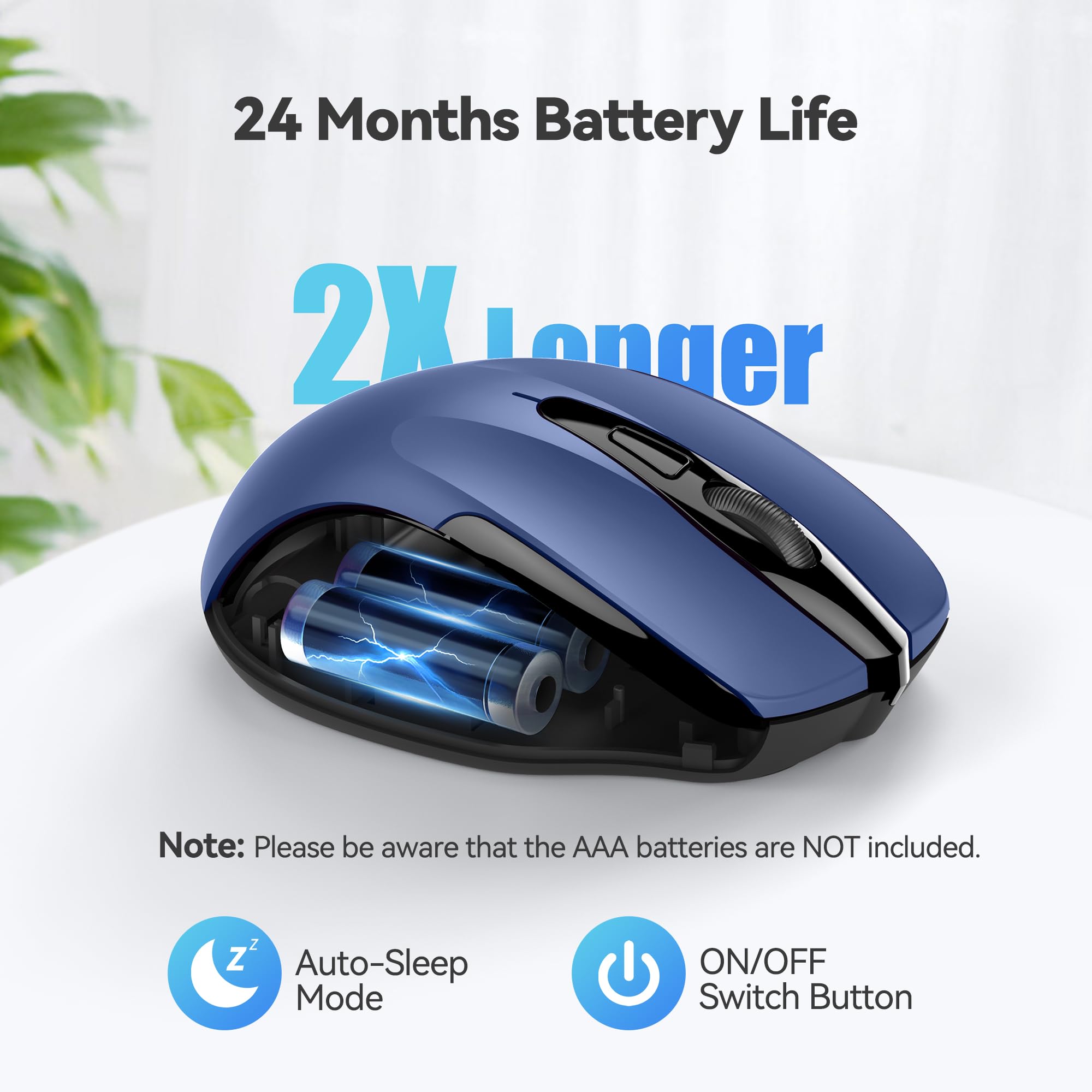 Foto 8 pulgar | Ratón Inalámbrico Tecknet 2,4 Ghz 2400 Dpi, 24 Meses De Batería, Azul - Venta Internacional.