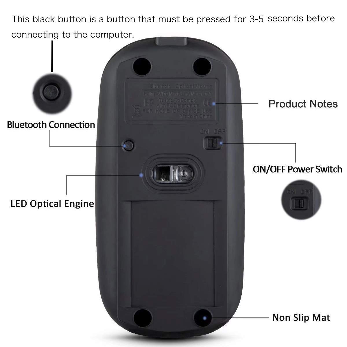 Foto 5 pulgar | Ratón Bluetooth Klo Recargable Para Macbook Negro - Venta Internacional.