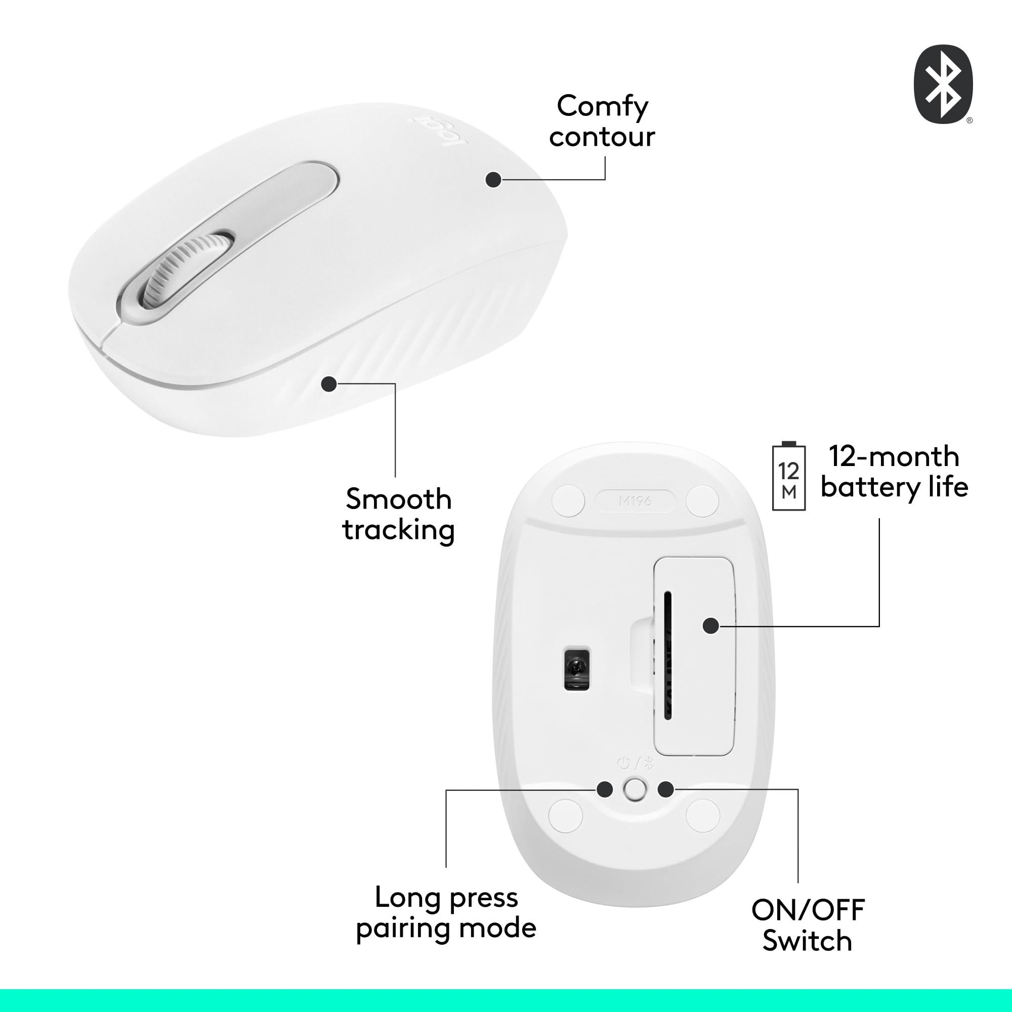 Foto 8 pulgar | Ratón Inalámbrico Bluetooth Logitech M196 Para Ordenadores Portátiles Blanco - Venta Internacional.