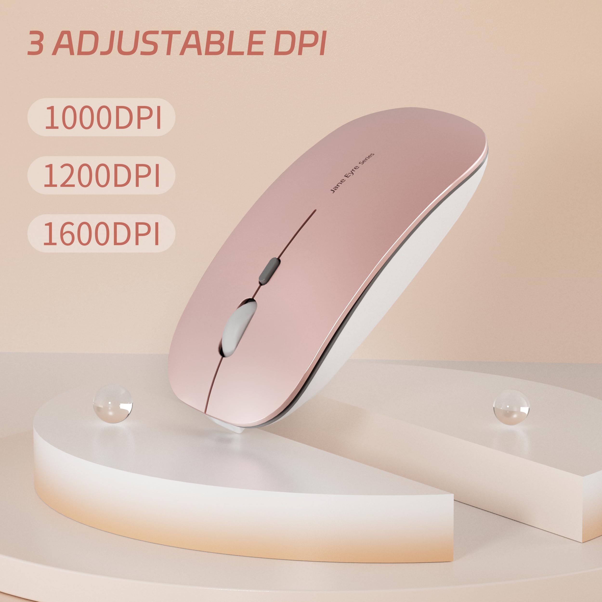 Foto 3 pulgar | Ratón Inalámbrico Uciefy Q5 Slim Recargable En Oro Rosa - Venta Internacional.