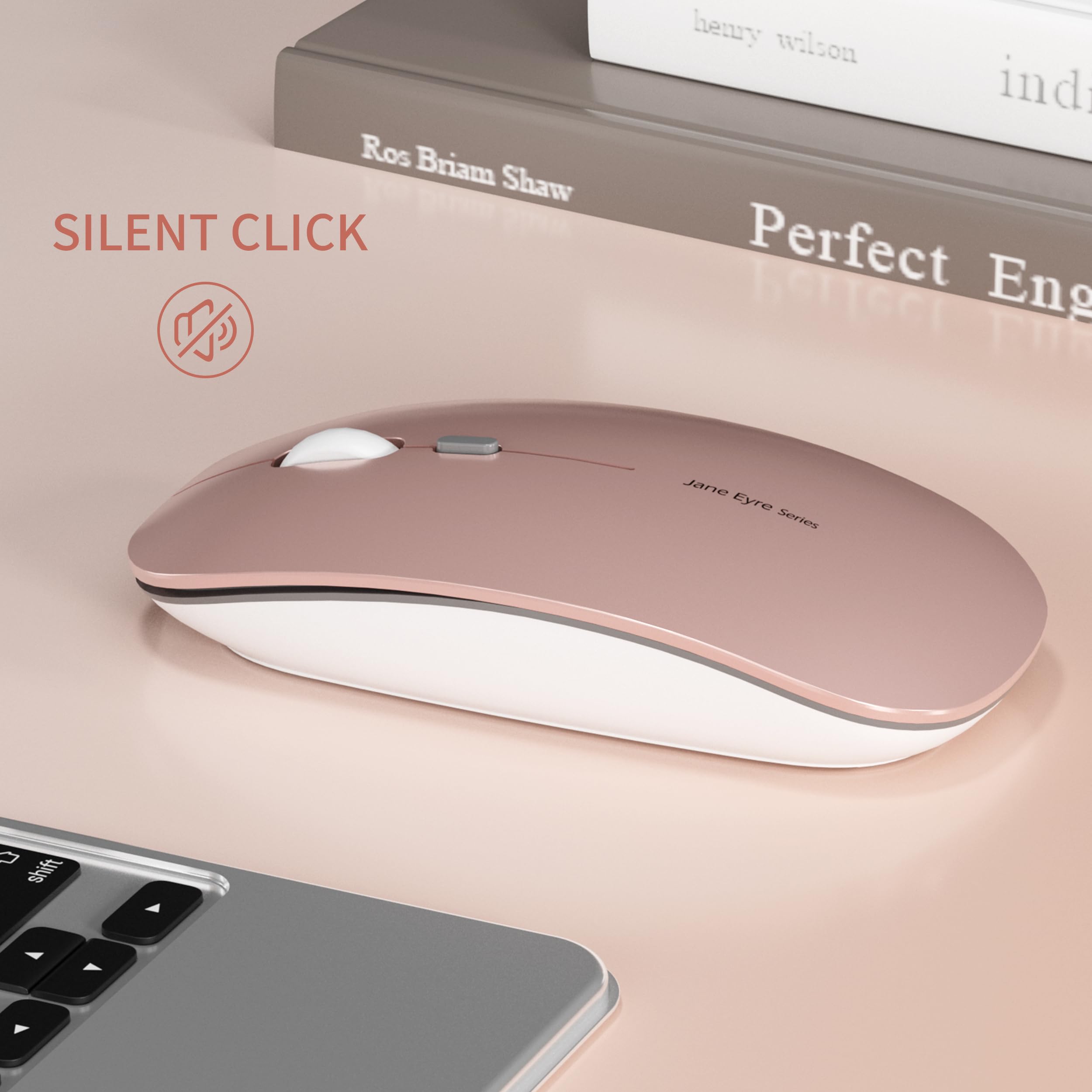 Foto 4 pulgar | Ratón Inalámbrico Uciefy Q5 Slim Recargable En Oro Rosa - Venta Internacional.
