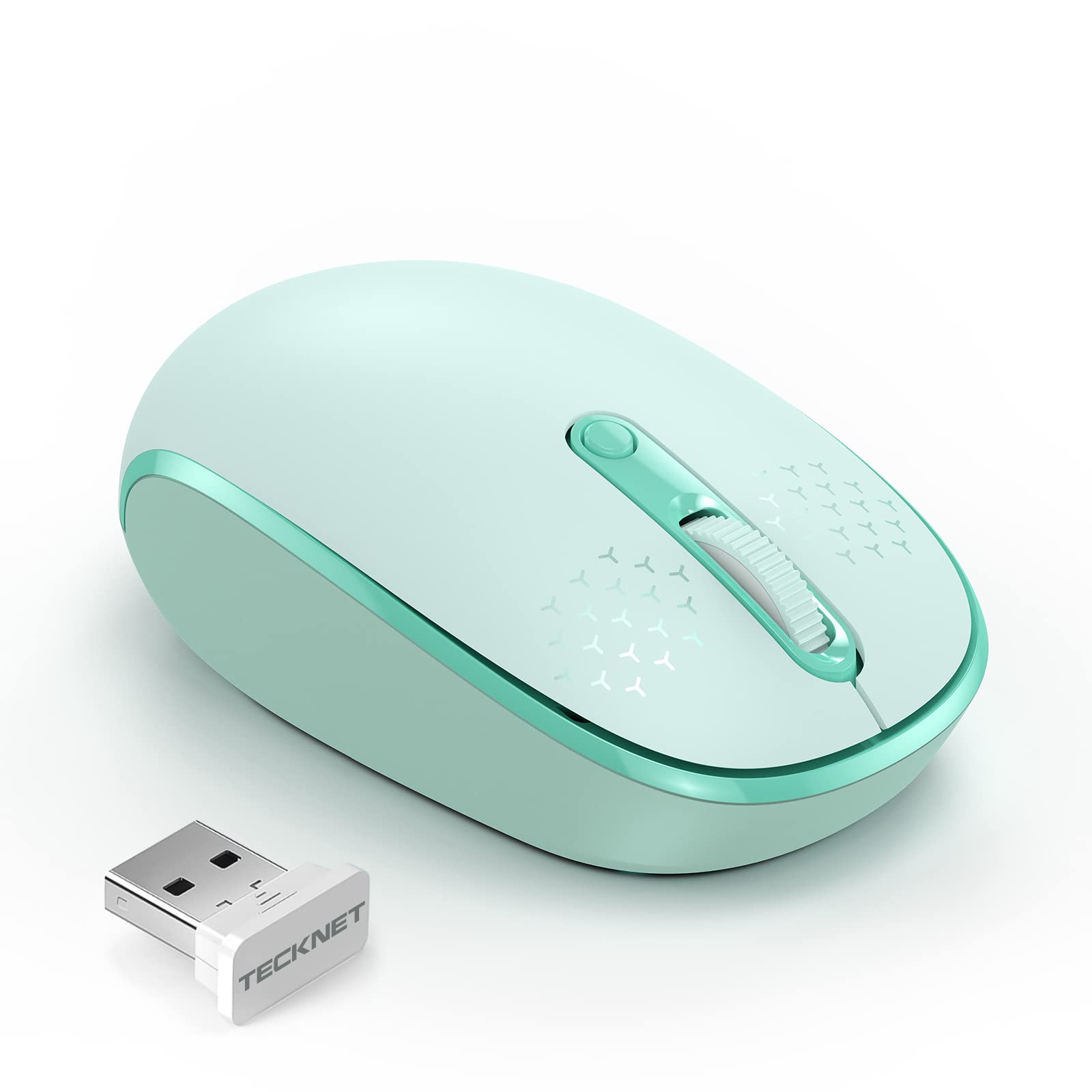 Ratón Inalámbrico Tecknet Para Portátil 2.4g Con 4 Botones, Color Verde Menta - Venta Internacional.