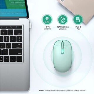 Foto 2 | Ratón Inalámbrico Tecknet Para Portátil 2.4g Con 4 Botones, Color Verde Menta - Venta Internacional.