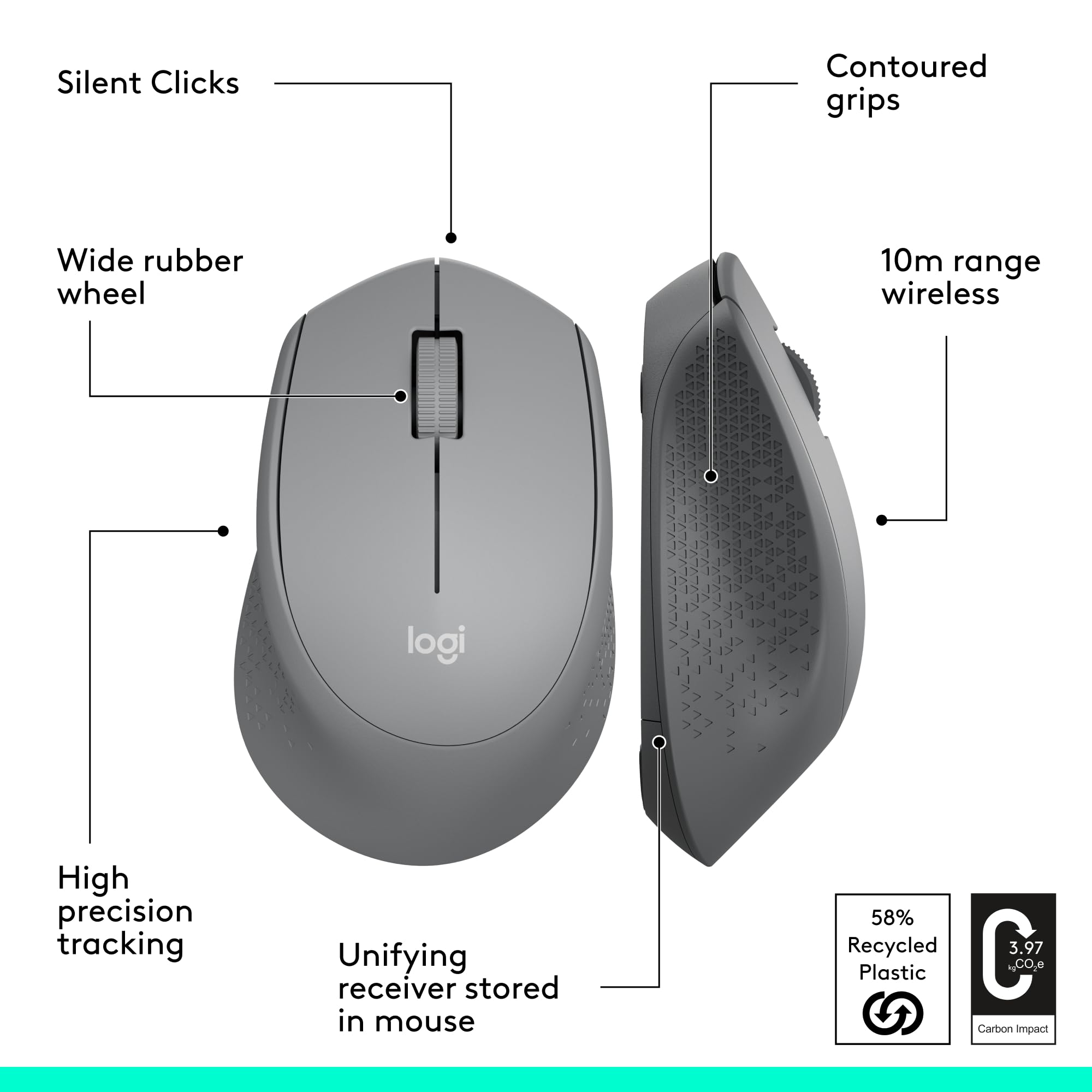 Foto 8 pulgar | Ratón Inalámbrico Logitech M330 Silent Con Receptor Usb De 2,4 Ghz, Color Gris - Venta Internacional.