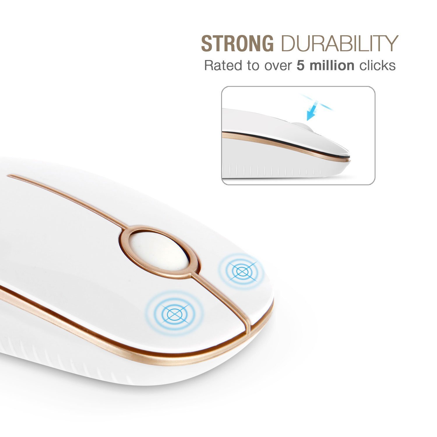 Foto 3 pulgar | Ratón Inalámbrico Vssoplor 2.4g Slim Portable Para Pc Blanco/dorado - Venta Internacional.