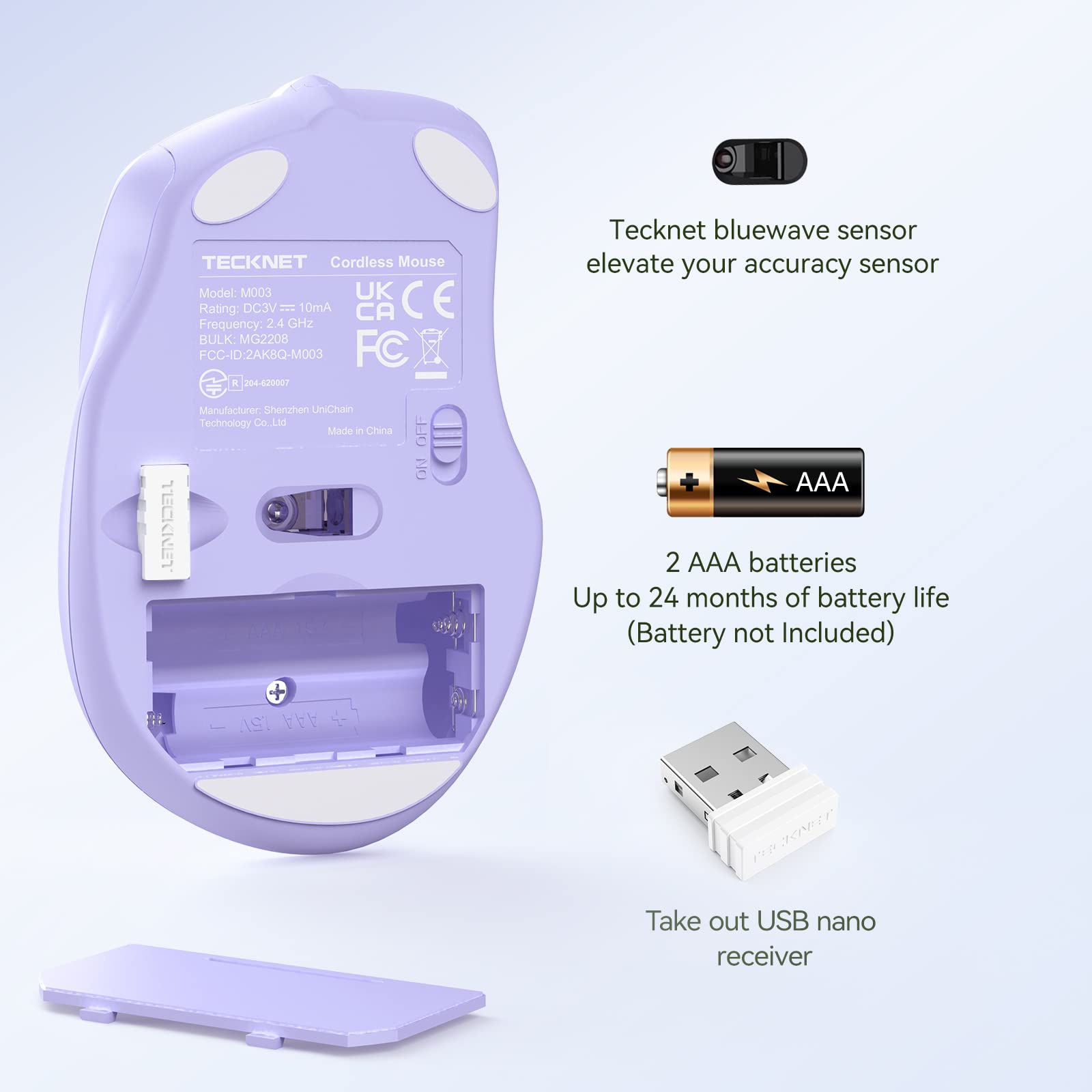 Foto 4 | Ratón Inalámbrico Tecknet M003 2.4g 4000 Dpi Con Batería De 24 Meses - Venta Internacional.