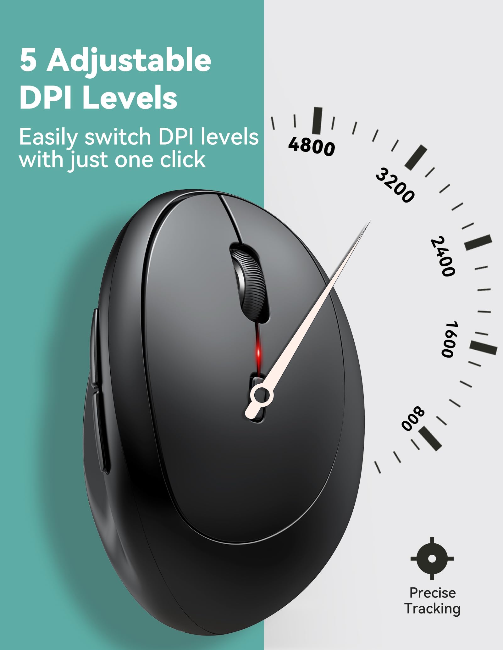 Foto 4 pulgar | Ratón Ergonómico Inalámbrico Tecknet 4800 Dpi 6 Botones - Negro - Venta Internacional.