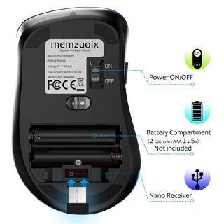 Foto 3 | Mouse Inalámbrico Memzuoix 2.4g 1400 Dpi con Receptor Usb Morado - Venta Internacional
