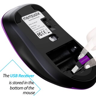 Foto 7 | Mouse Inalámbrico Memzuoix 2.4g 1400 Dpi con Receptor Usb Morado - Venta Internacional