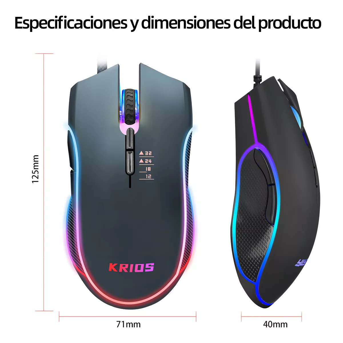 Foto 4 pulgar | Mouse Gamer Con Rgb Led 7 Botones Programables Ajustable Eo Safe Imports Esi-18295 Negro