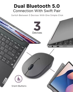 Foto 4 | Ratón Inalámbrico Lenovo Go Multidispositivo Gy51c21211 Gris - Venta Internacional