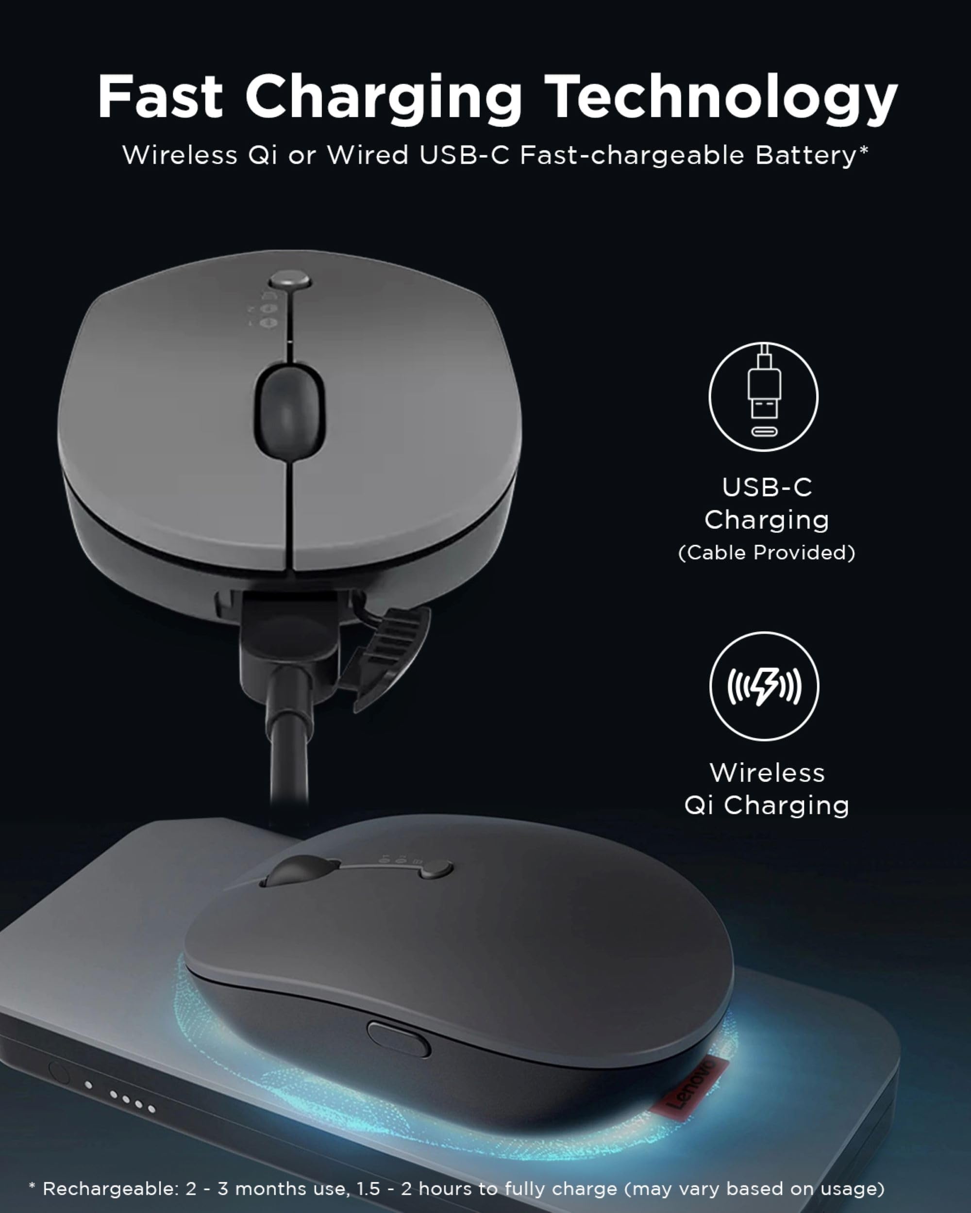 Foto 5 | Ratón Inalámbrico Lenovo Go Multidispositivo Gy51c21211 Gris - Venta Internacional