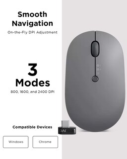 Foto 6 | Ratón Inalámbrico Lenovo Go Multidispositivo Gy51c21211 Gris - Venta Internacional