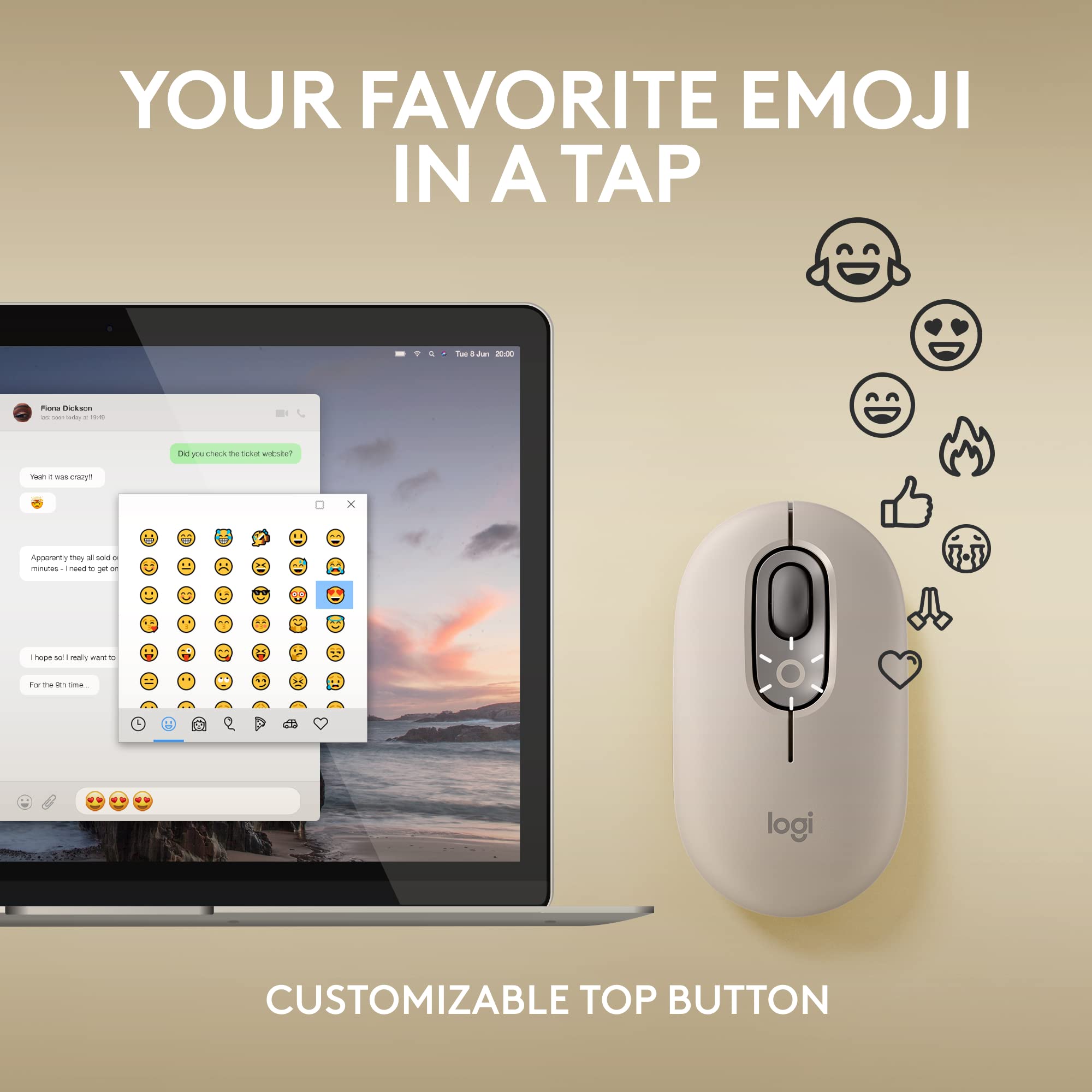 Foto 4 pulgar | Ratón Inalámbrico Logitech Pop Con Emojis Personalizables - Mist - Venta Internacional.