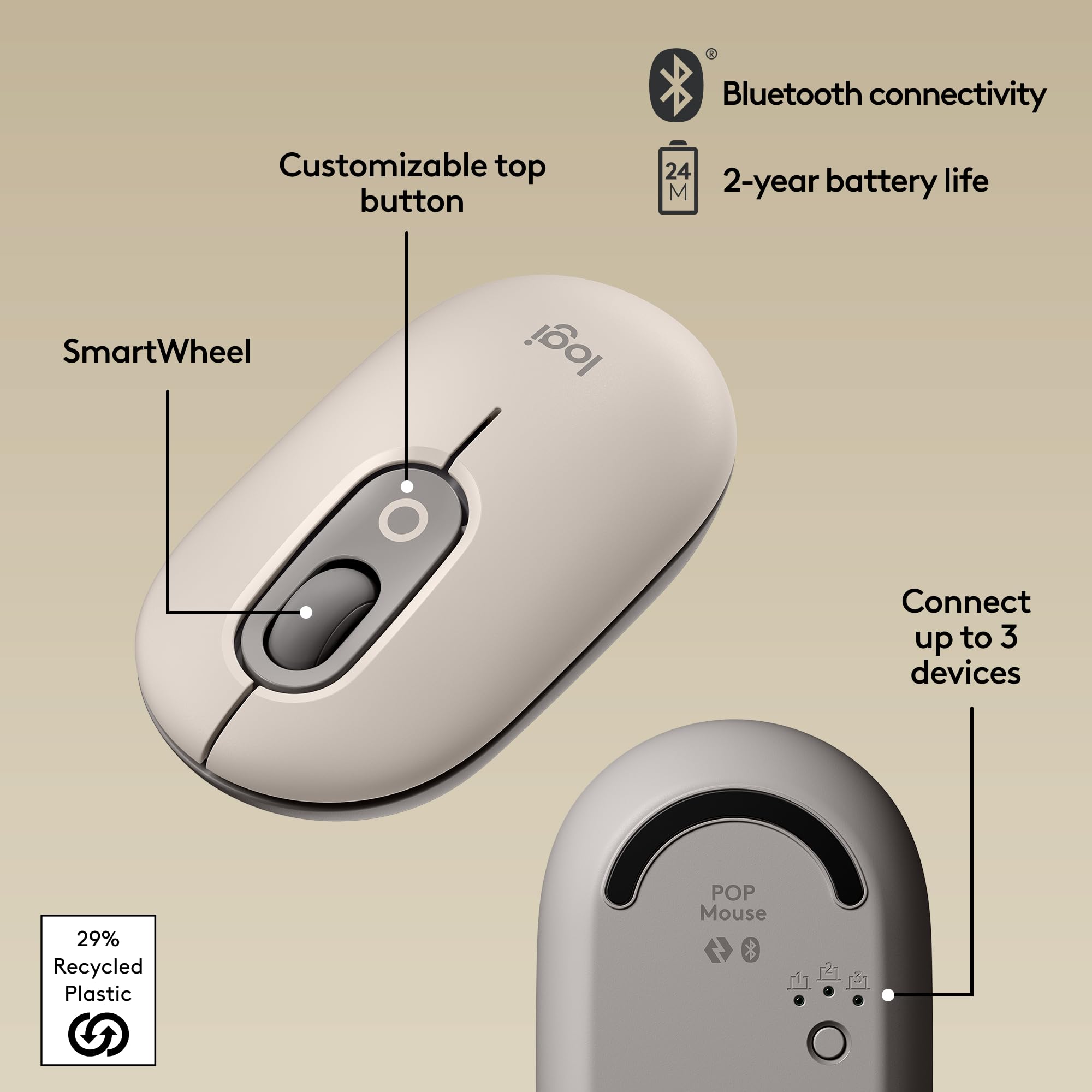 Foto 7 pulgar | Ratón Inalámbrico Logitech Pop Con Emojis Personalizables - Mist - Venta Internacional.