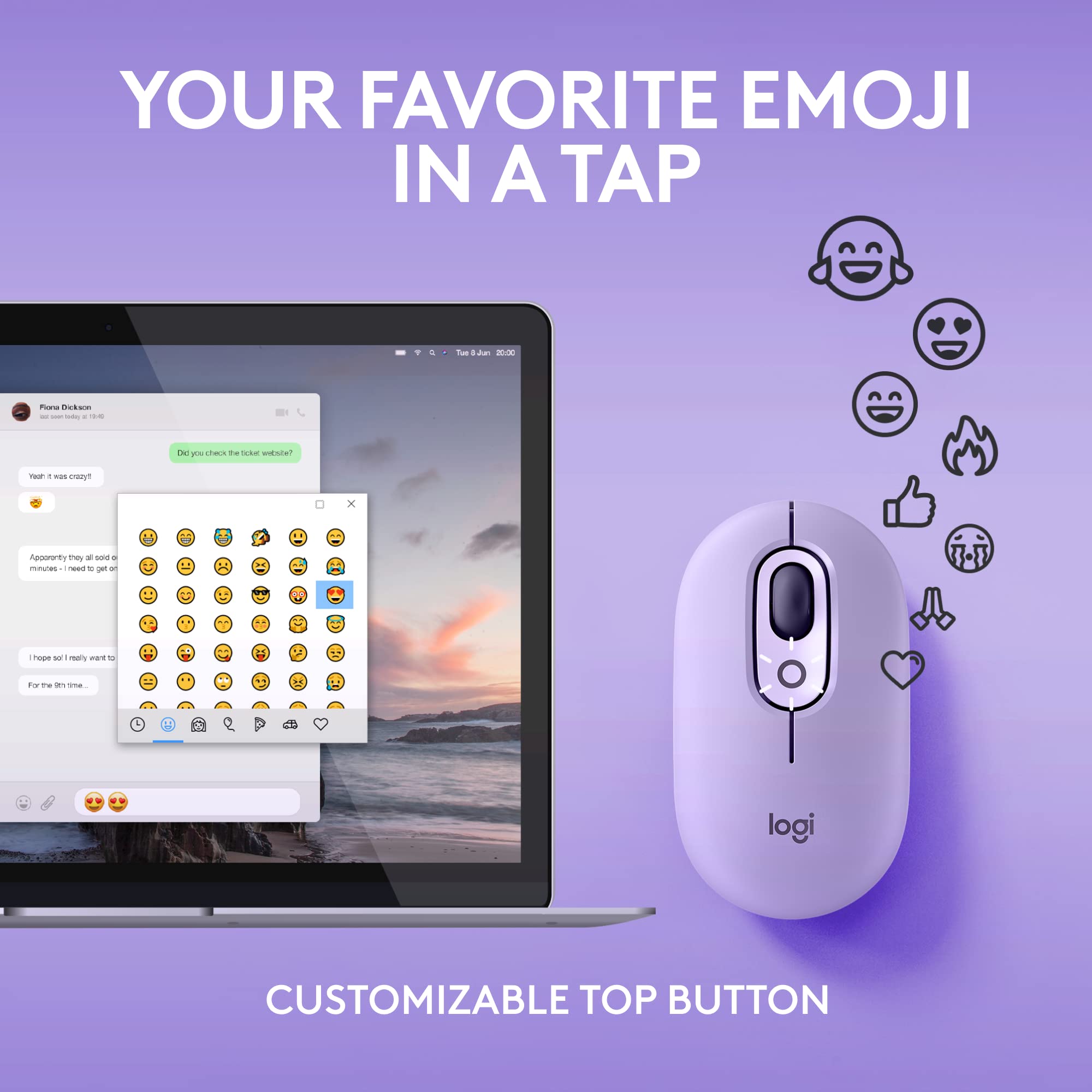 Foto 3 | Ratón Inalámbrico Logitech Pop Cosmos Con Emojis Personalizables - Venta Internacional.
