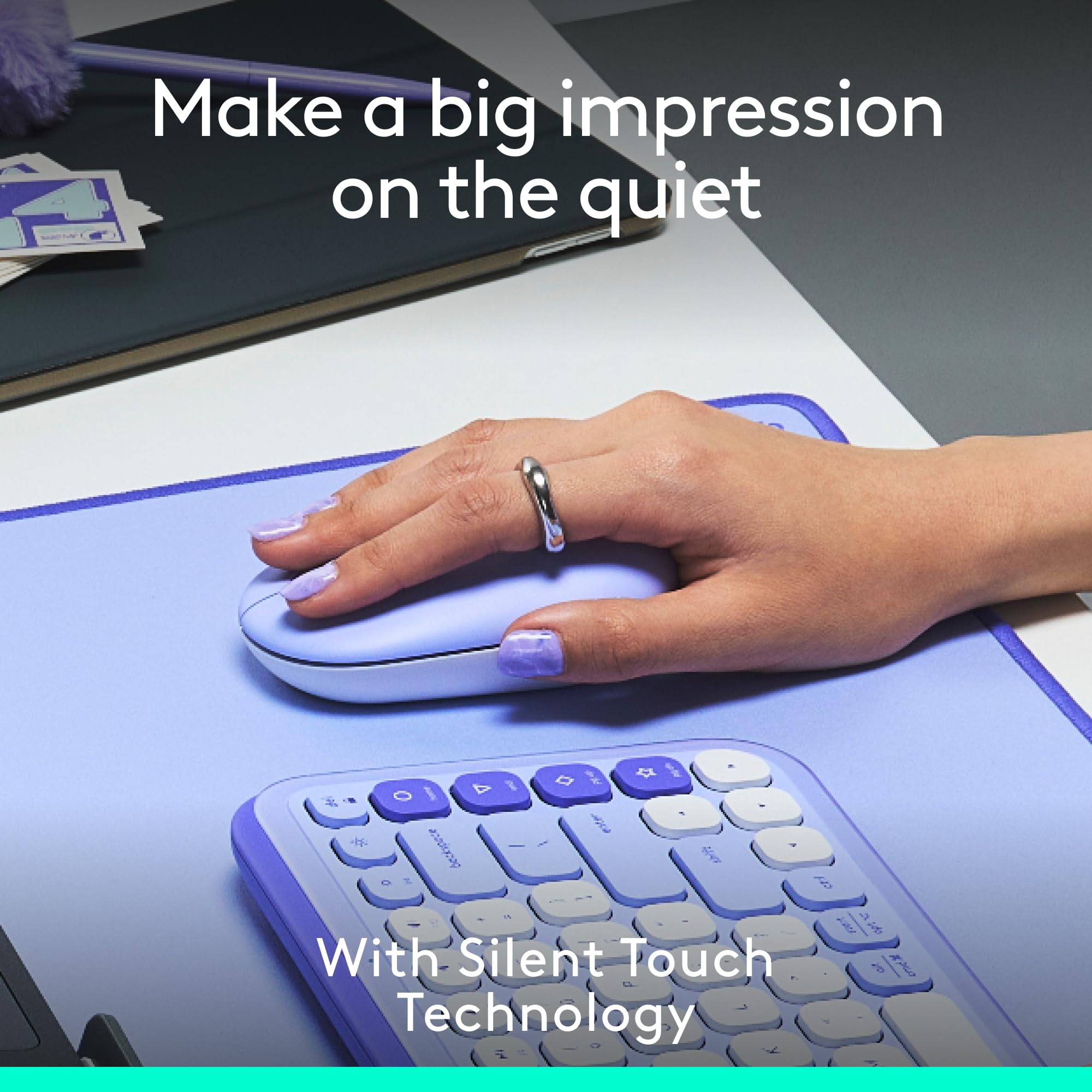 Foto 6 pulgar | Mouse Inalámbrico Logitech Lila-Venta Internacional