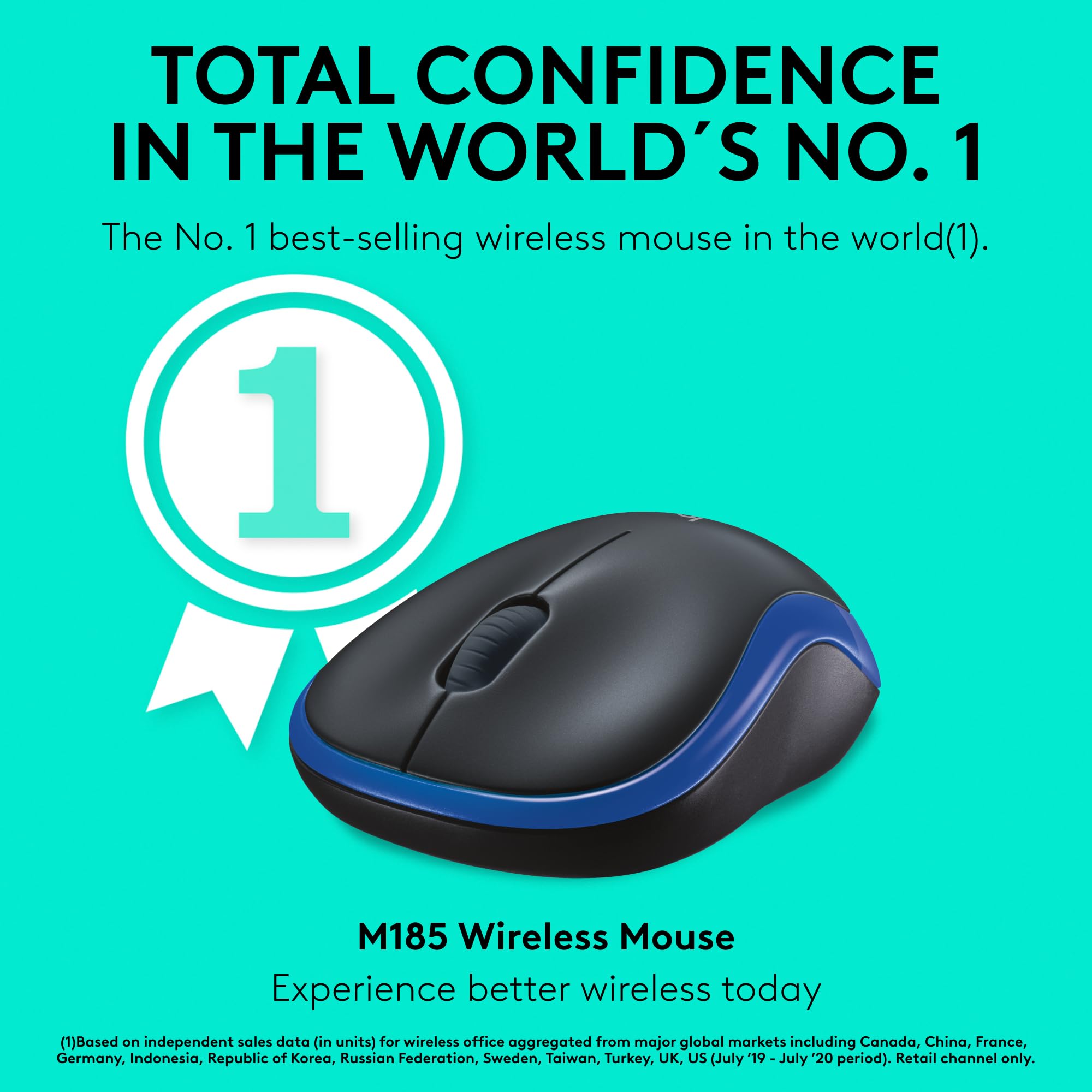 Foto 2 | Ratón Inalámbrico Logitech M185 Azul - Venta Internacional.