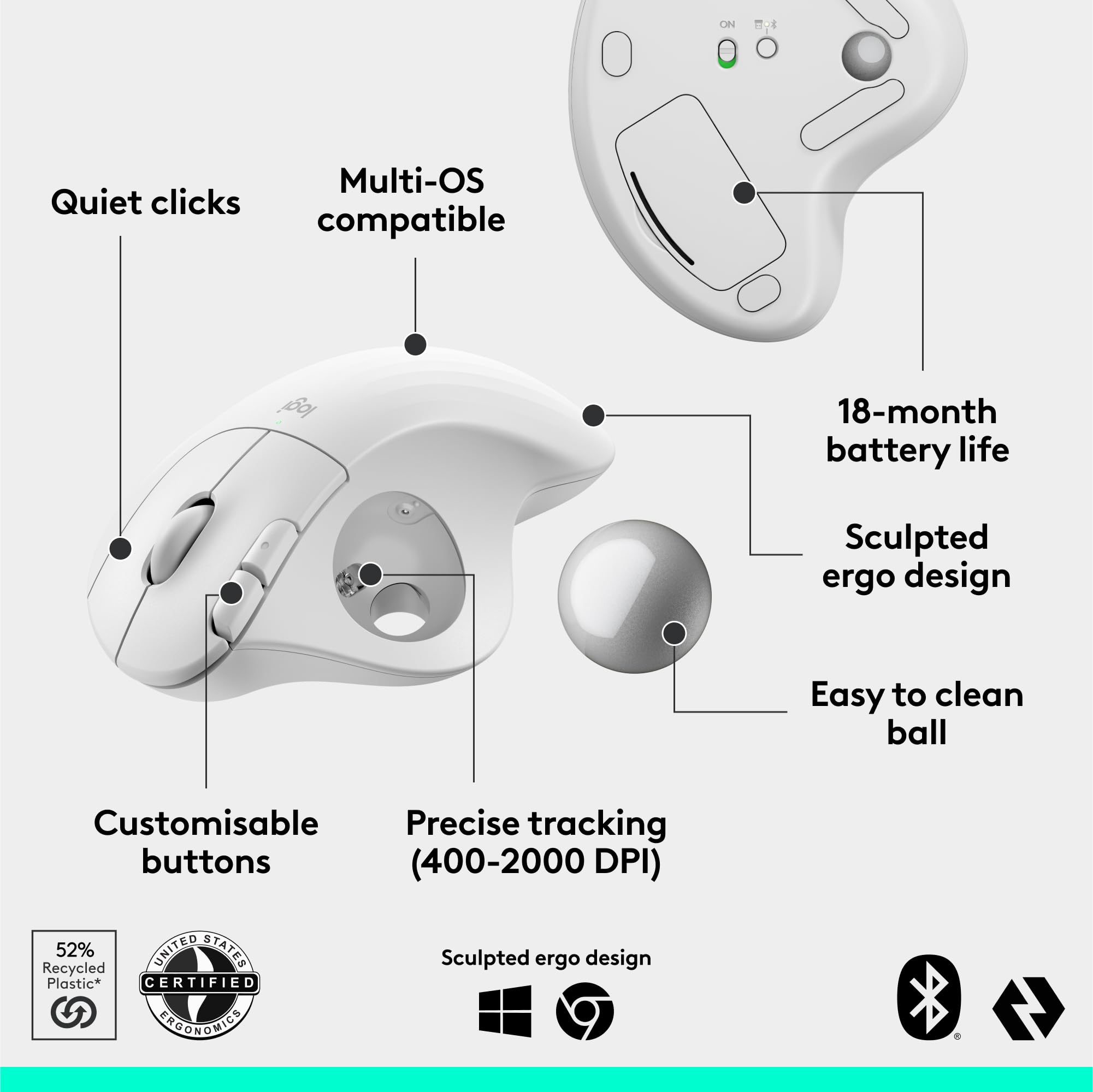 Foto 7 pulgar | Ratón Trackball Inalámbrico Logitech Ergo M575s Bluetooth - Venta Internacional.