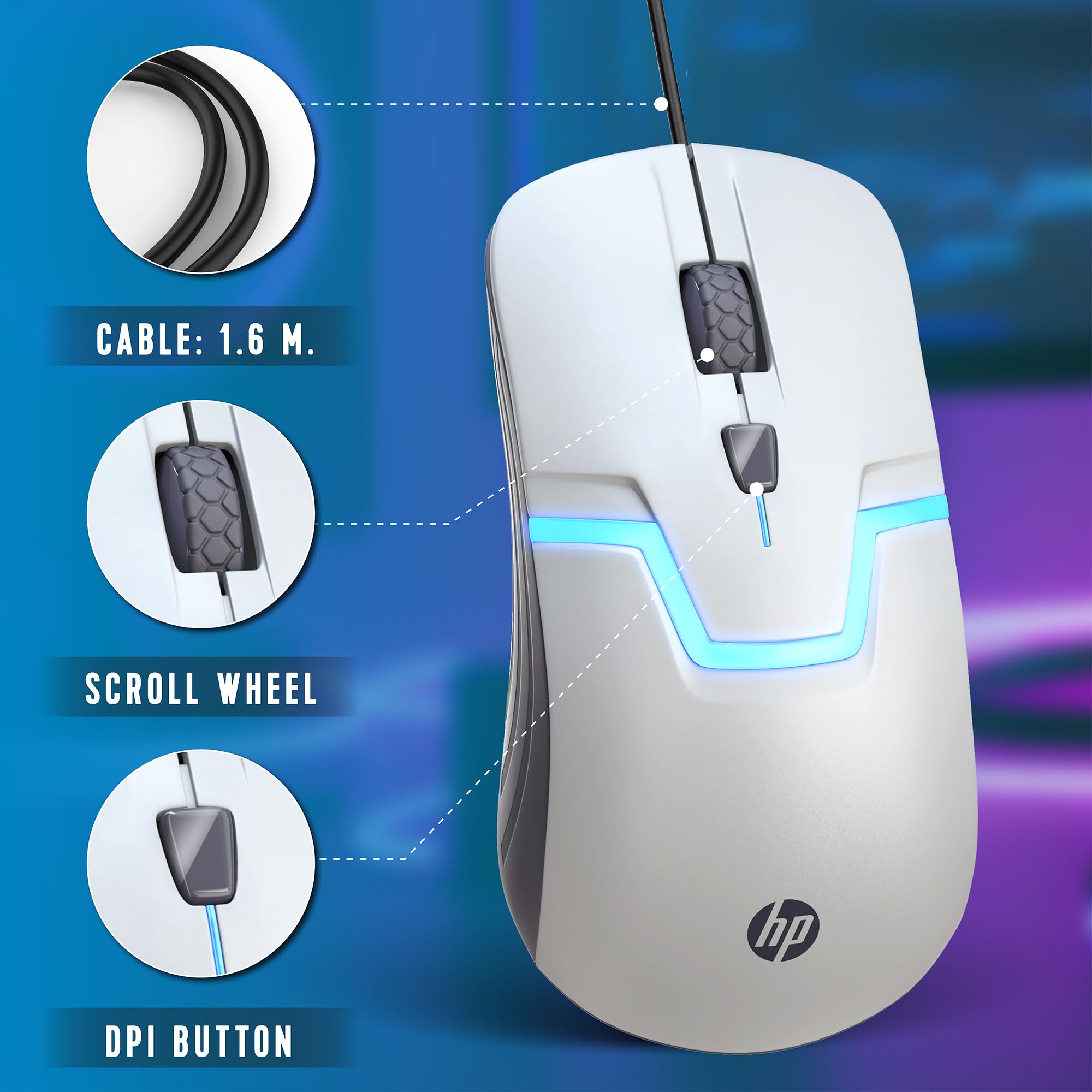 Foto 4 | Ratón Para Juegos Hp Con Cable De Alto Rendimiento Con Led De 7 Colores - Venta Internacional.