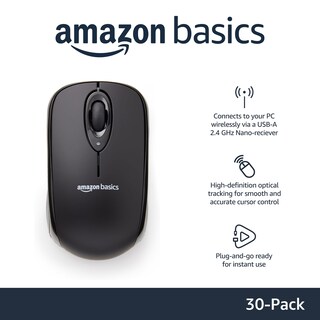 Foto 2 | Ratón Óptico Inalámbrico Para Ordenador Amazon Basics, 2,4 Ghz, Paquete De 30 - Venta Internacional.
