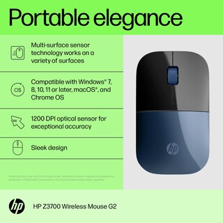 Foto 4 | Ratón Inalámbrico Hp Z3700 G2 Lumiere Blue 1200 Dpi - Venta Internacional