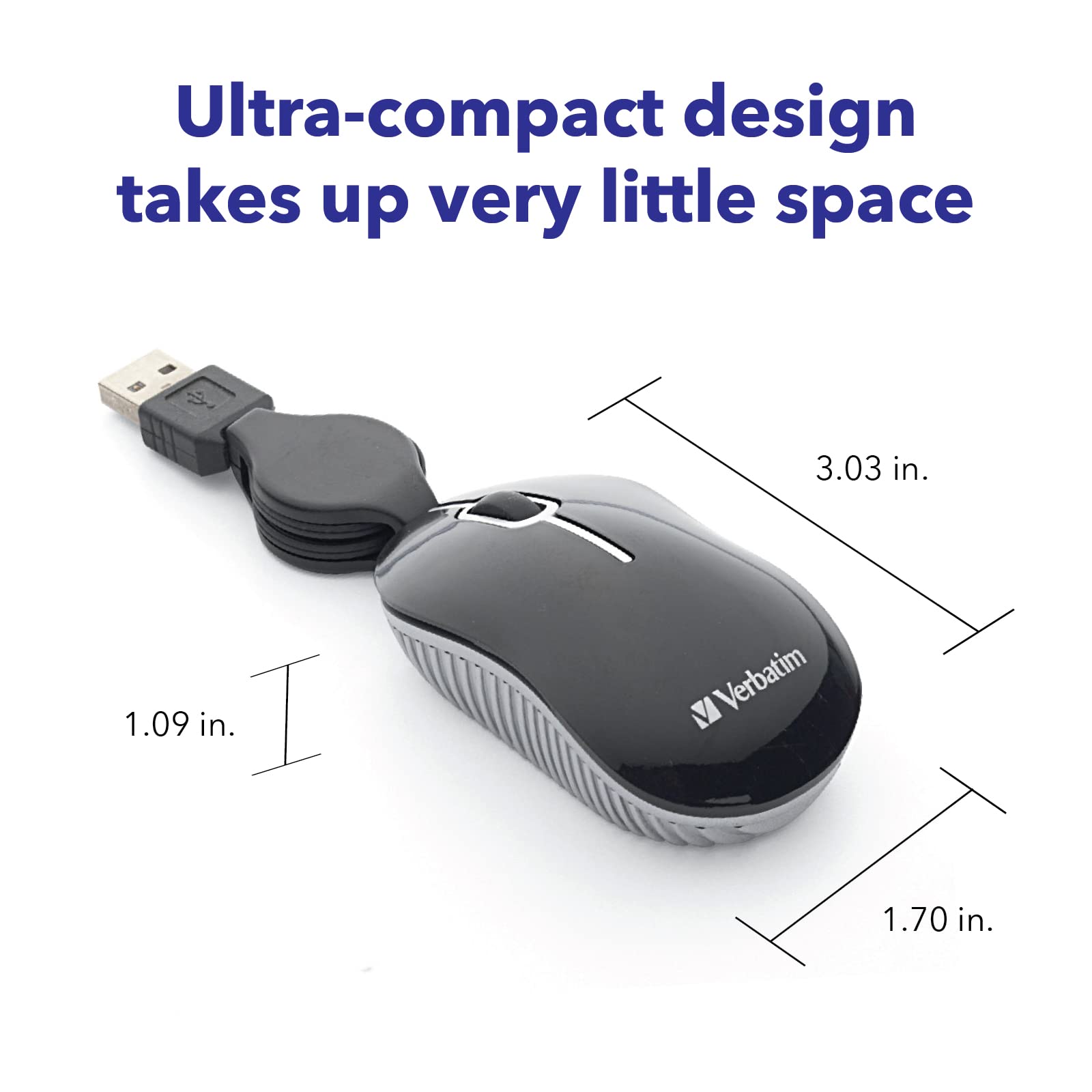 Foto 4 pulgar | Mouse Verbatim Cable Óptico Retráctil Mini Usb-a Con Cable - Venta Internacional.