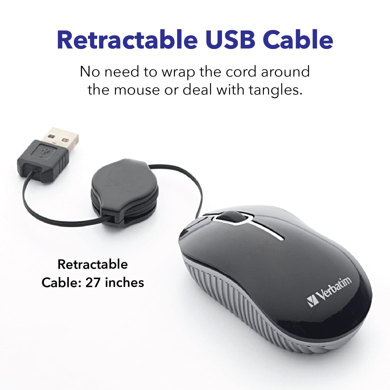 Foto 5 pulgar | Mouse Verbatim Cable Óptico Retráctil Mini Usb-a Con Cable - Venta Internacional.