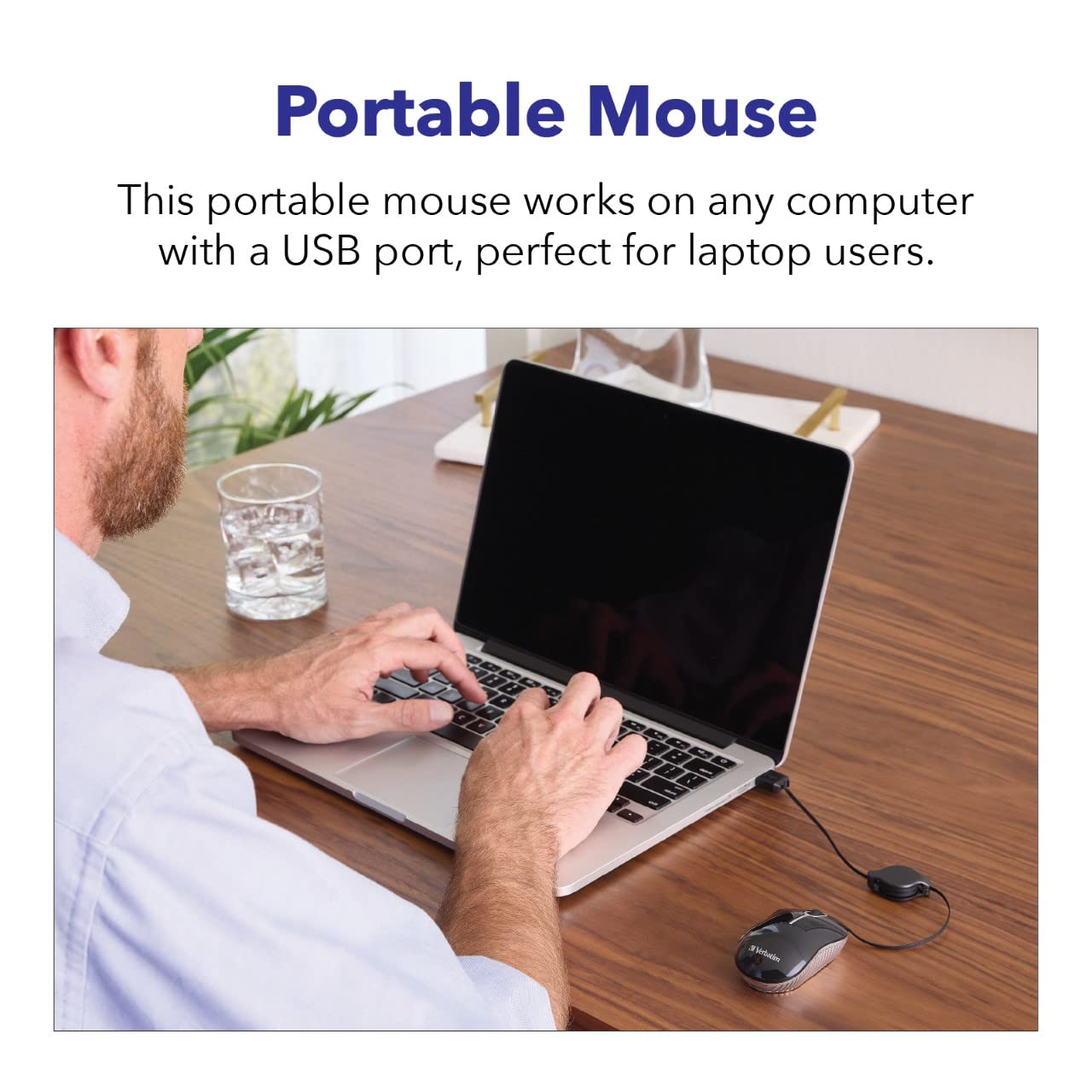 Foto 6 | Mouse Verbatim Cable Óptico Retráctil Mini Usb-a Con Cable - Venta Internacional.