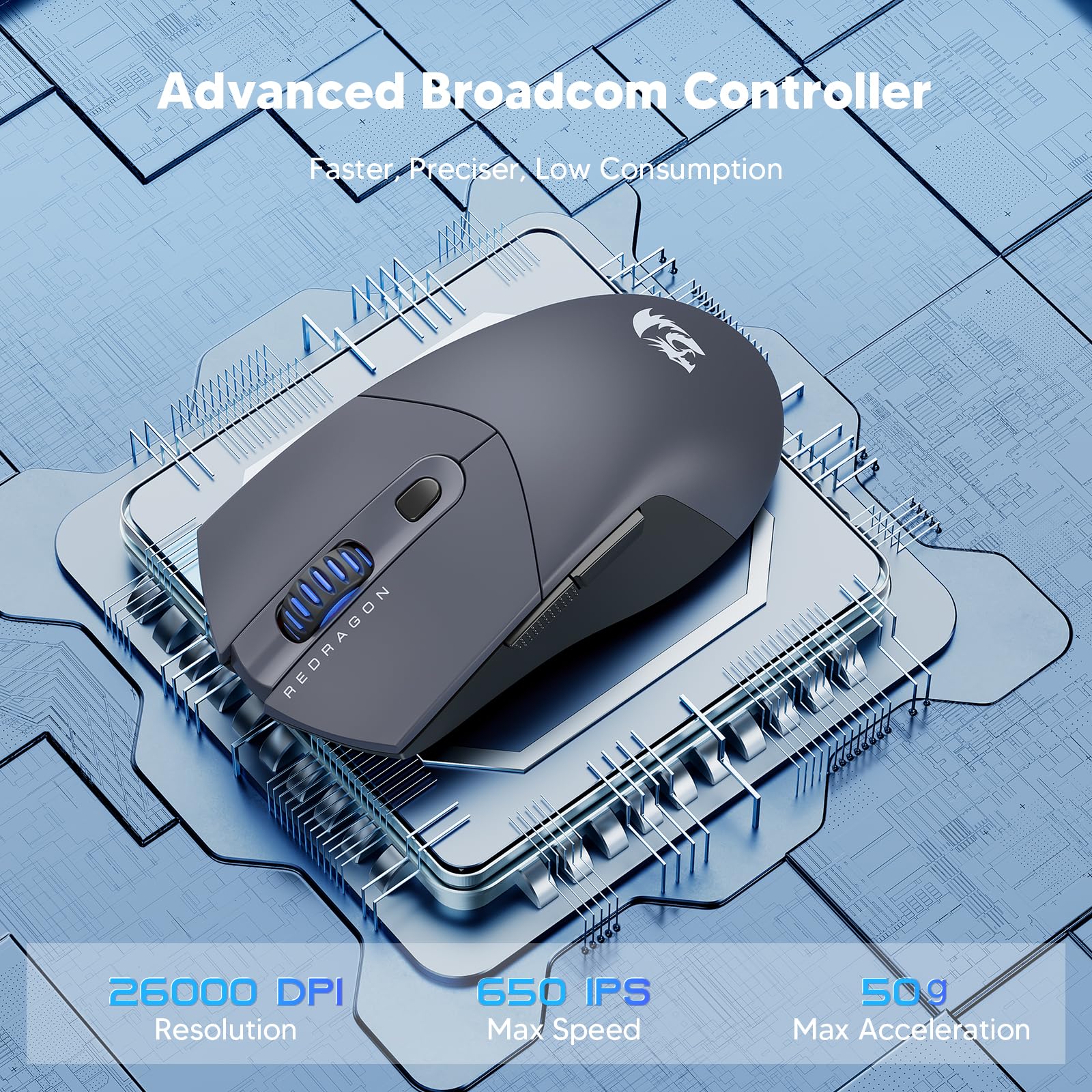 Foto 8 pulgar | Ratón Inalámbrico Para Juegos Redragon Ultraligero 26k Dpi Bluetooth - Venta Internacional.