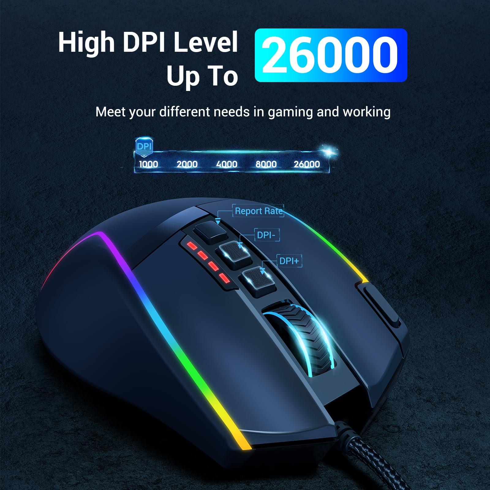 Foto 4 pulgar | Ratón Para Juegos Redragon Optical Sensor 26,000 Dpi Con Cable Rgb - Venta Internacional.
