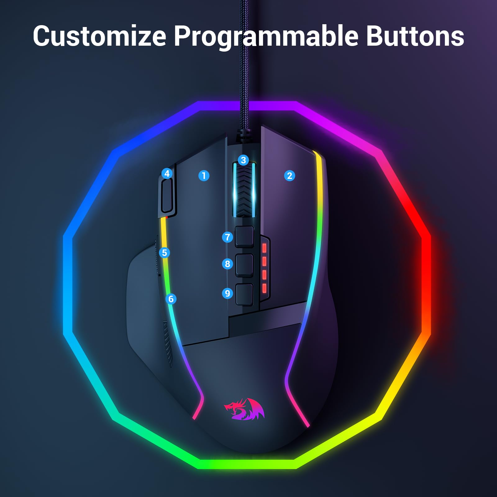 Foto 8 pulgar | Ratón Para Juegos Redragon Optical Sensor 26,000 Dpi Con Cable Rgb - Venta Internacional.
