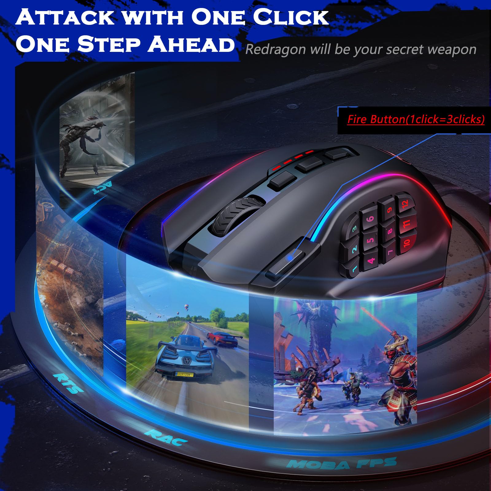 Foto 5 pulgar | Ratón Inalámbrico Para Juegos Redragon M901p-ks 16.000 Dpi Rgb - Venta Internacional.