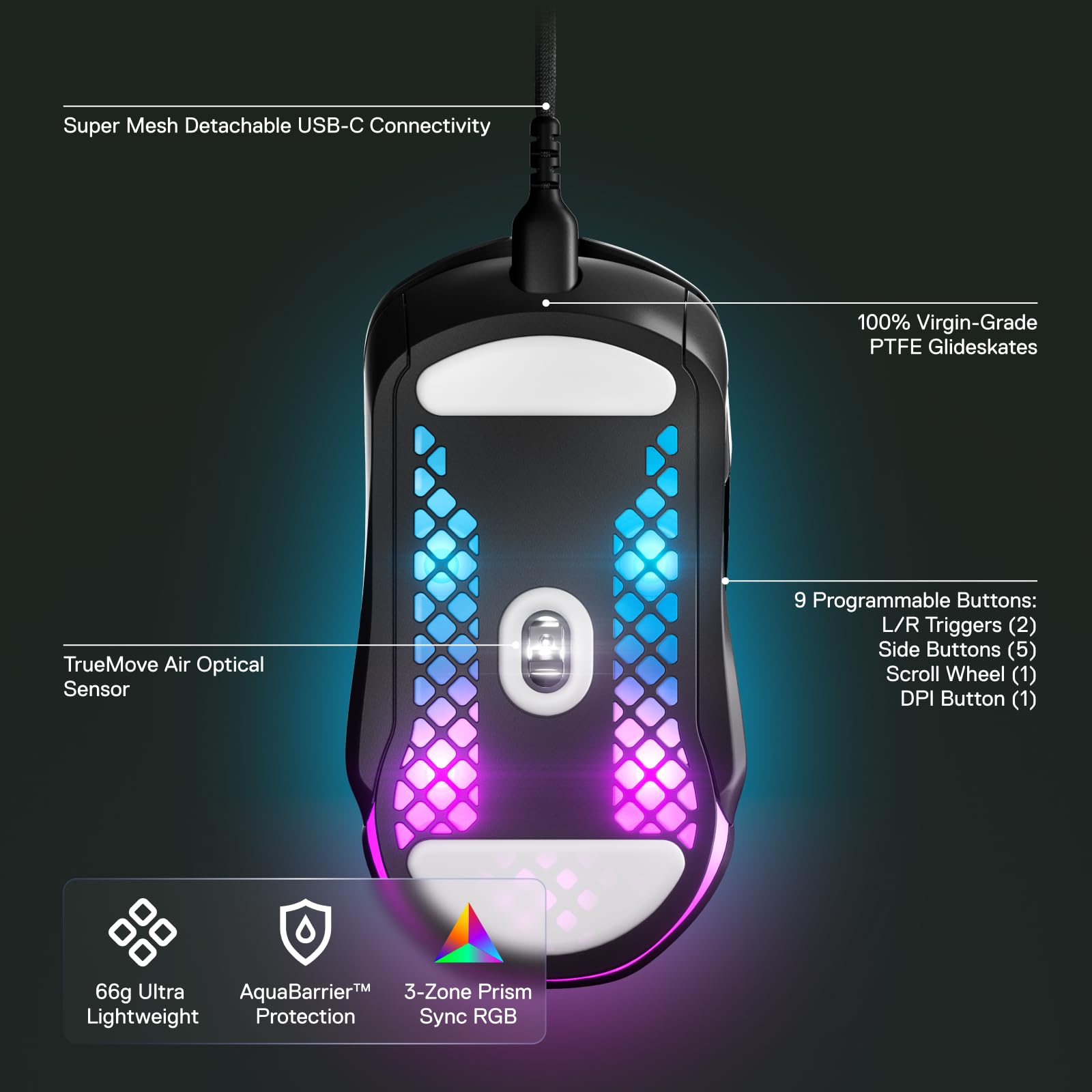 Foto 7 pulgar | Ratón Para Juegos Steelseries Aerox 5 Holey Rgb 18k Dpi Resistente Al Agua - Venta Internacional.